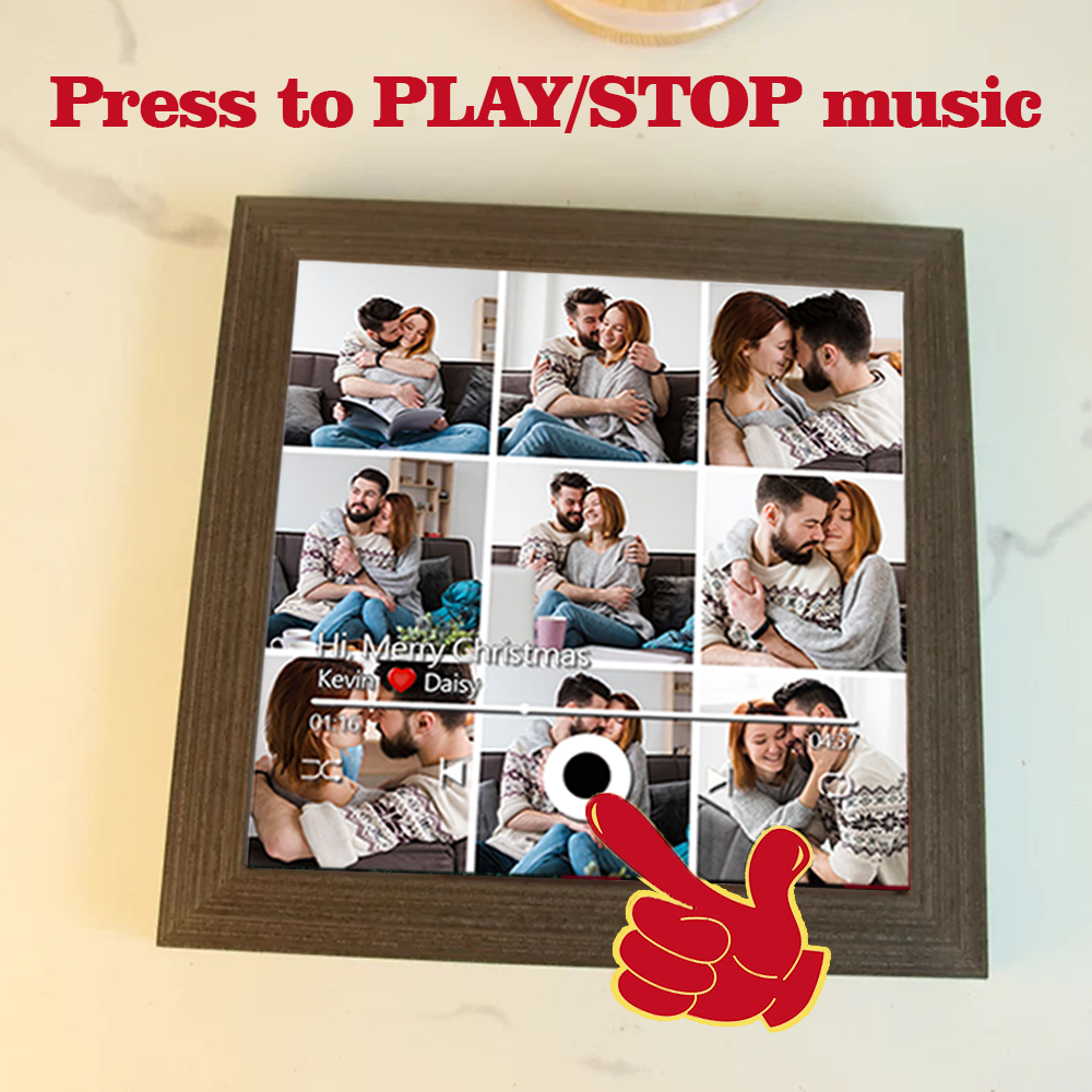 Custom Collage Photo Music Frame with Song Album Cover Personalised Photo Valentine’s Gifts (Can Play Music)