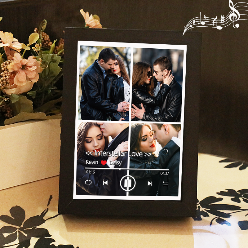 Custom Whole Song Photo Frame with Music Personalised Picture Frame Valentine's Day Gifts (Can Play Whole Song)