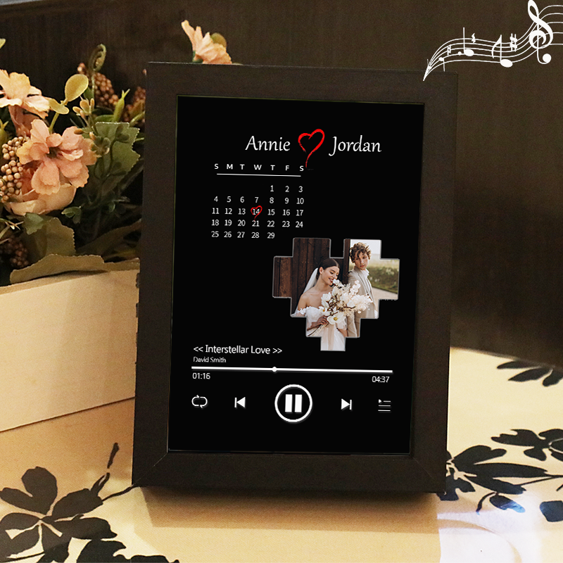 Custom Whole Song Photo Frame with Music Personalised Picture Frame Valentine's Day Gifts (Can Play Whole Song)