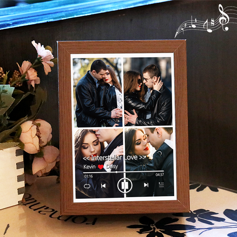 Custom Whole Song Photo Frame with Music Personalised Picture Frame Valentine's Day Gifts (Can Play Whole Song)