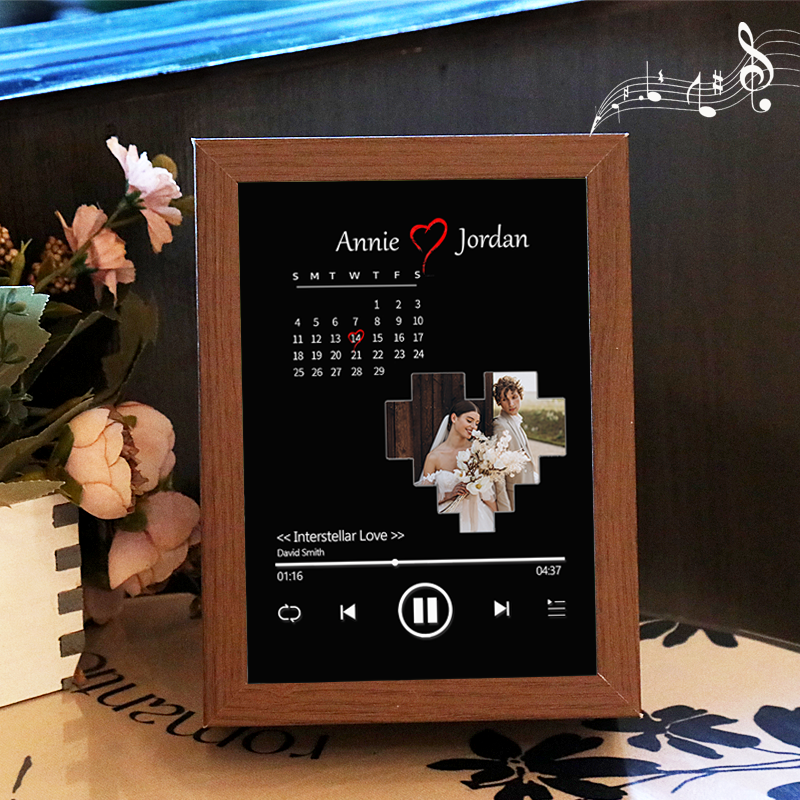 Custom Whole Song Photo Frame with Music Personalised Picture Frame Valentine's Day Gifts (Can Play Whole Song)