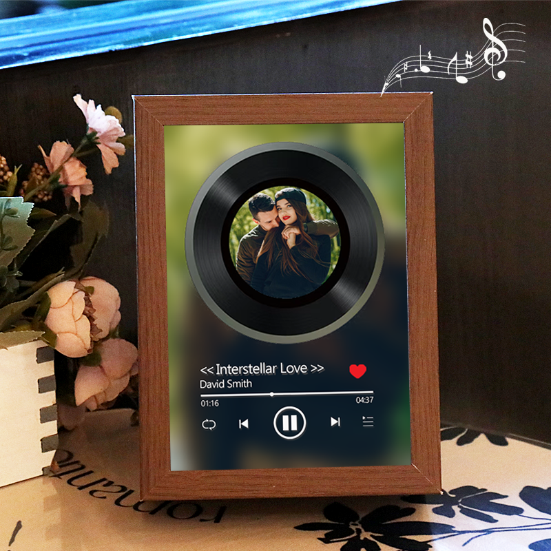 Custom Whole Song Photo Frame with Music Personalised Picture Frame Valentine's Day Gifts (Can Play Whole Song)