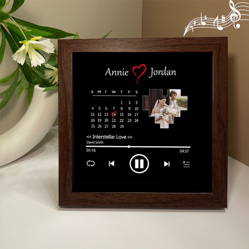 Personalised Photo Frame with Custom Whole Song Picture Frame Music Player Valentine's Day Gifts (Can Play Music)