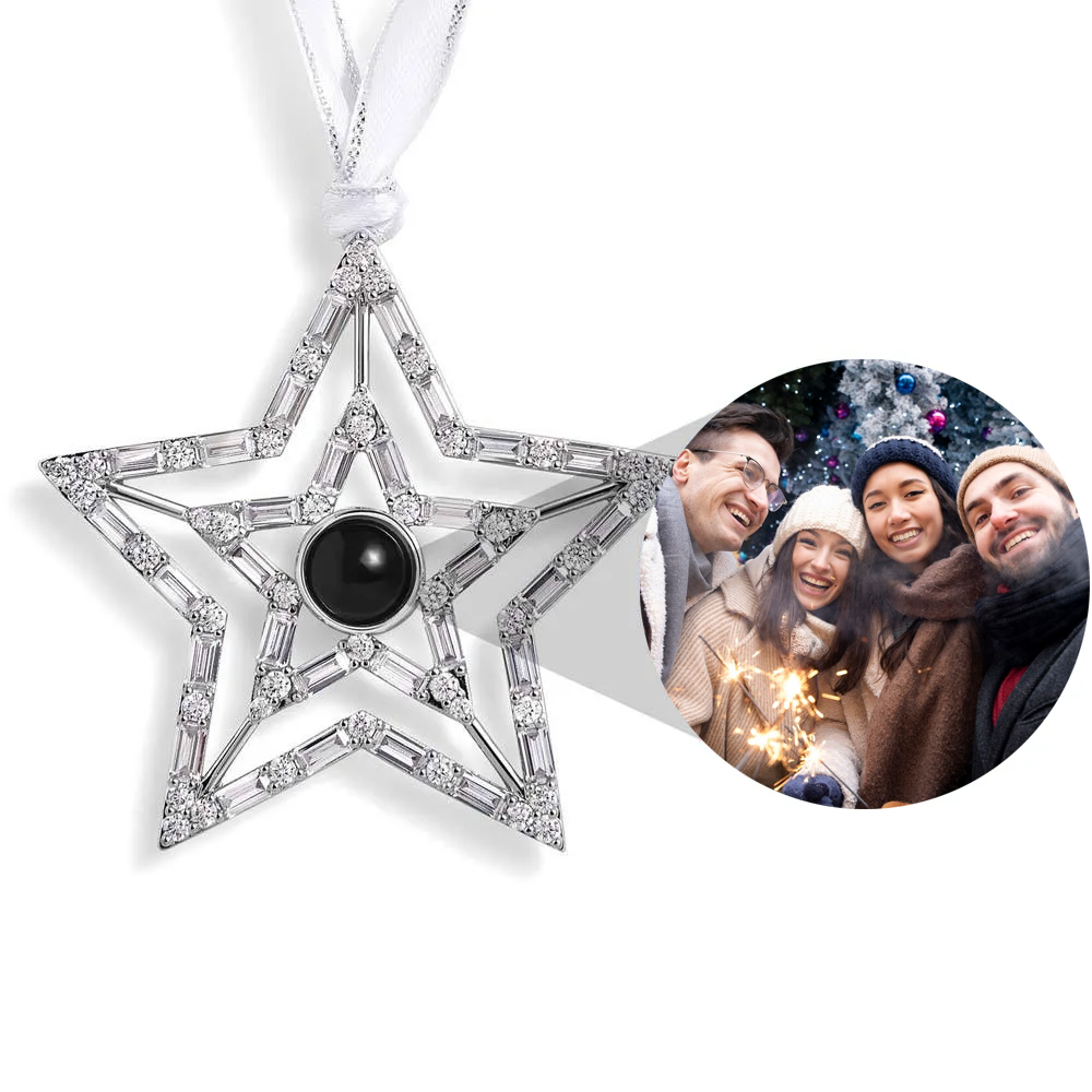 Personalised Christmas Picture Ornament with Custom Photo Projection for Tree Hanging Xmas Gifts