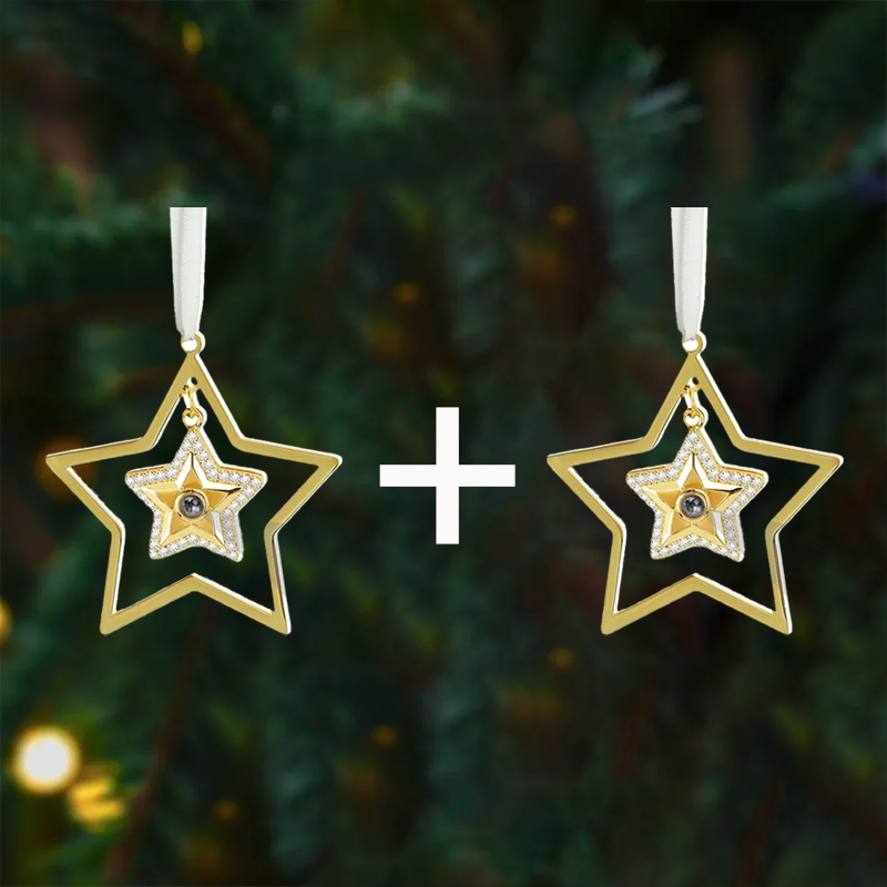 Personalised Picture Ornament for Christmas Tree Custom Projection Drop Snow Star Pendant with Picture Inside Xmas Gift