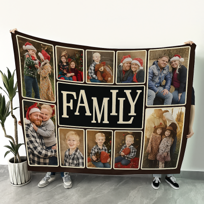 Custom Collage Photo Blanket Personalised Throw Blanket with Photos Text Christmas Gifts
