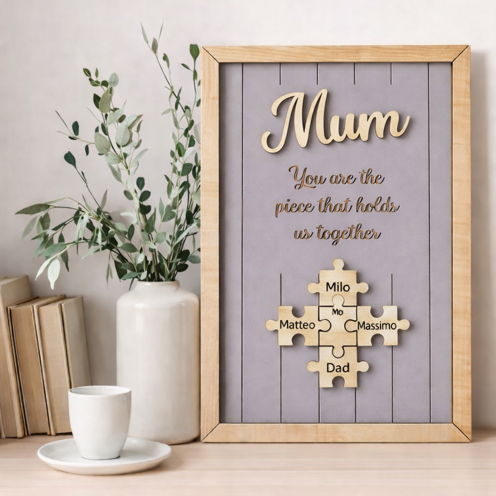Personalised Wooden Puzzle Frame Custom Color Engraved Mum You Are the Piece That Holds Us Together Sign Gifts for Mom
