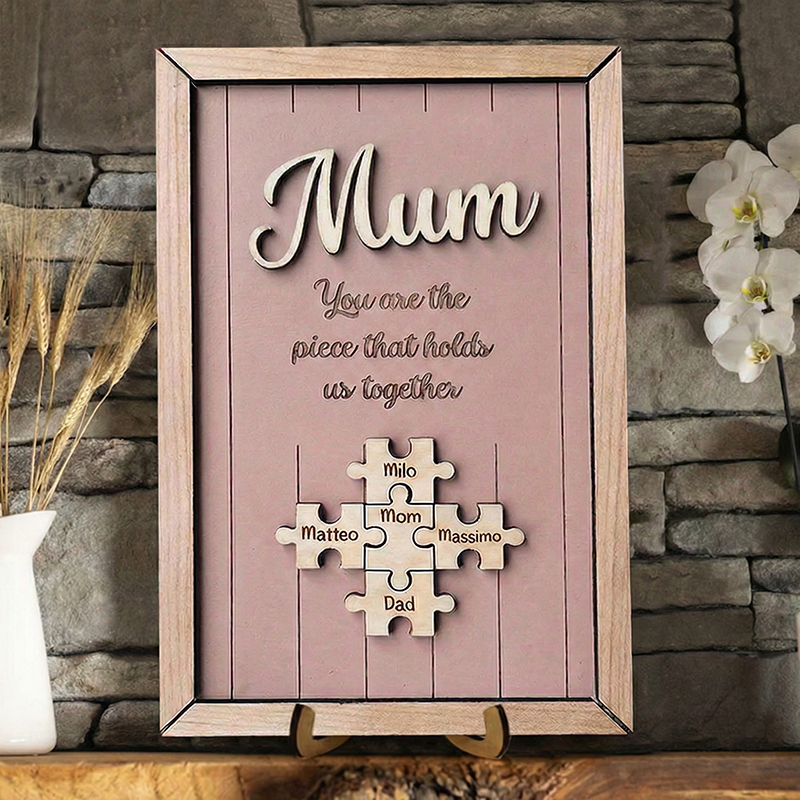 Personalised Wooden Puzzle Frame Custom Color Engraved Mum You Are the Piece That Holds Us Together Sign Gifts for Mom