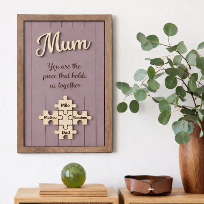 Personalised Wooden Puzzle Frame Custom Color Engraved Mum You Are the Piece That Holds Us Together Sign Gifts for Mom