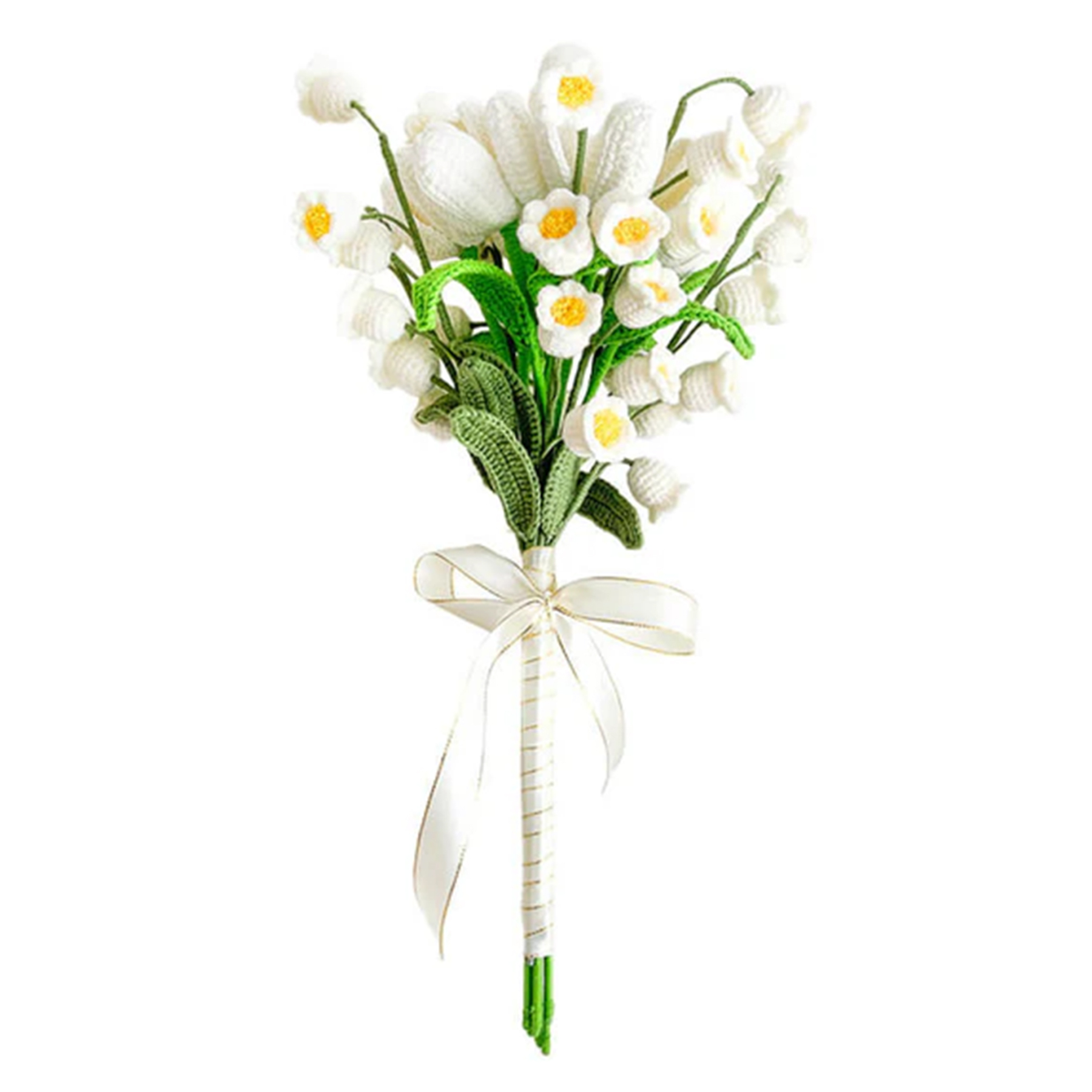 Weave Flowers Bouquet Tulip Lily of the Valley 21 Flowers Bouquet Set Gift for Wedding