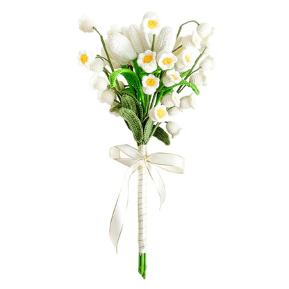 Weave Flowers Bouquet Tulip Lily of the Valley 21 Flowers Bouquet Set Gift for Wedding