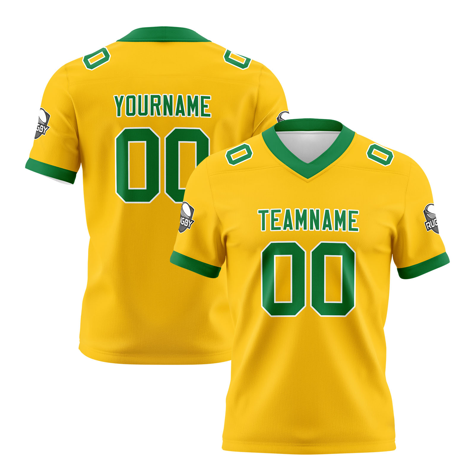 Custom Yellow Green Football Jersey Personalized Football Shirts for Men Printed Team Name Number Logo