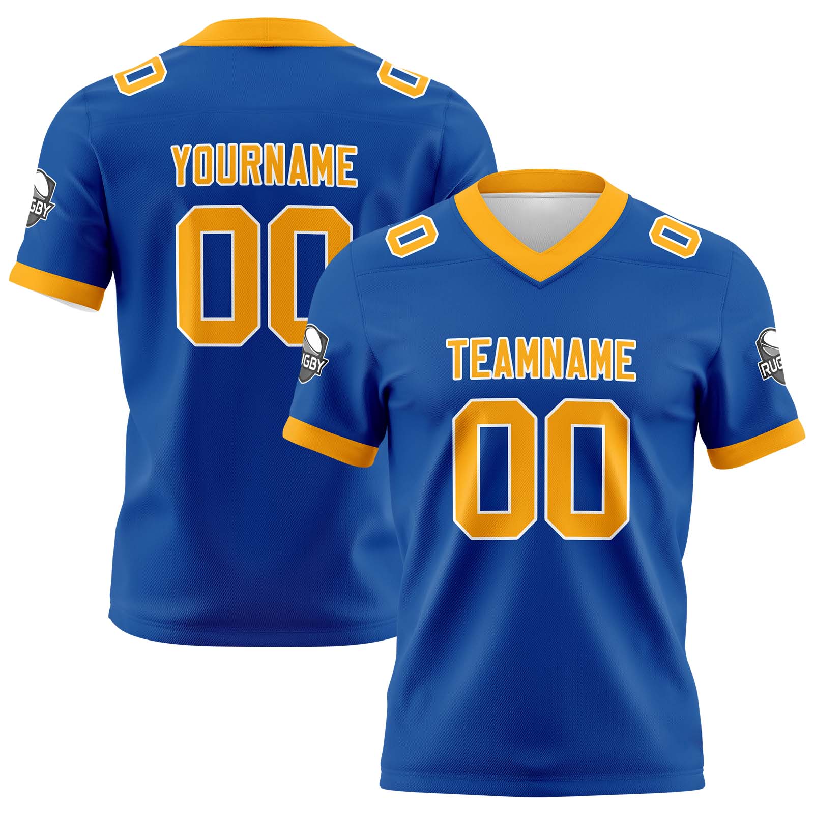 Custom Blue Yellow Football Jersey Personalized Football Shirts for Men Printed Team Name Number Logo