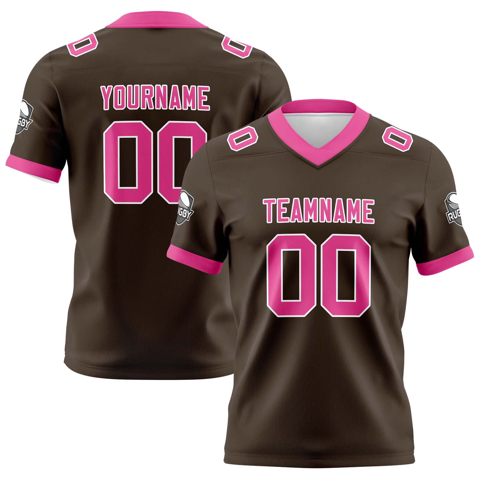 Custom Brown Pink Football Jersey Personalized Football Shirts for Men Printed Team Name Number Logo