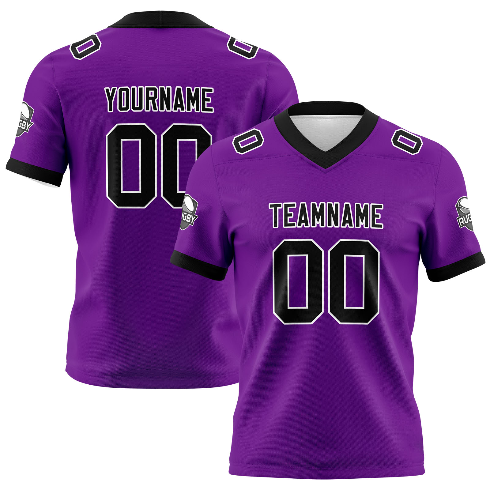 Custom Purple Black Football Jersey Personalized Football Shirts for Men Printed Team Name Number Logo