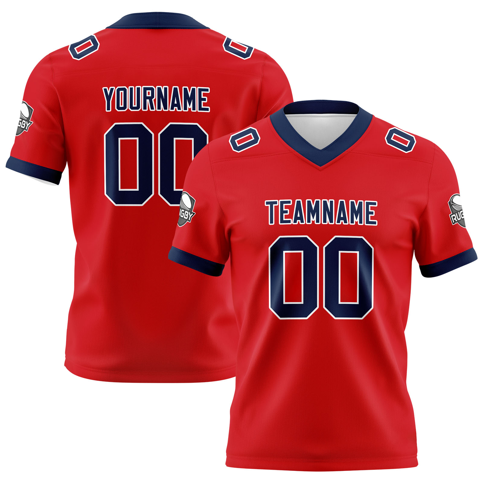 Custom Red Navy Football Jersey Personalized Football Shirts for Men Printed Team Name Number Logo