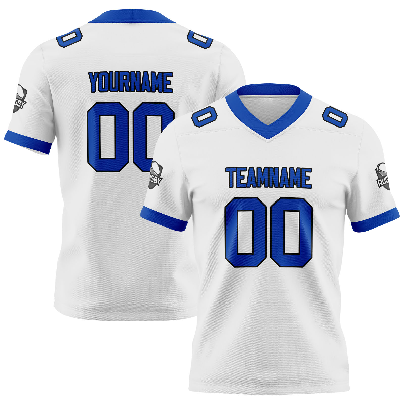 Custom White Blue Football Jersey Personalized Football Shirts for Men Printed Team Name Number Logo