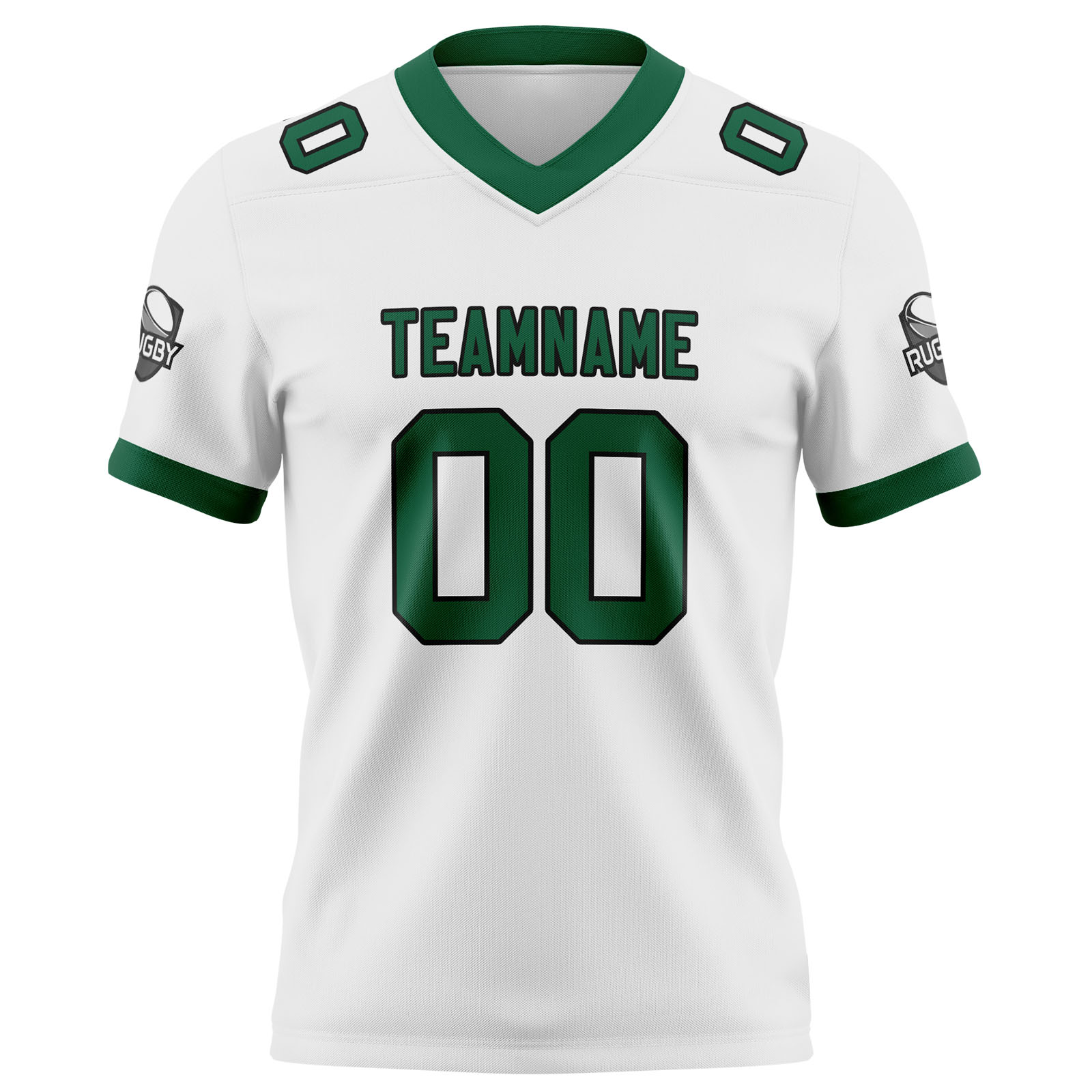 Custom White Green Football Jersey Personalized Football Shirts for Men Printed Team Name Number Logo