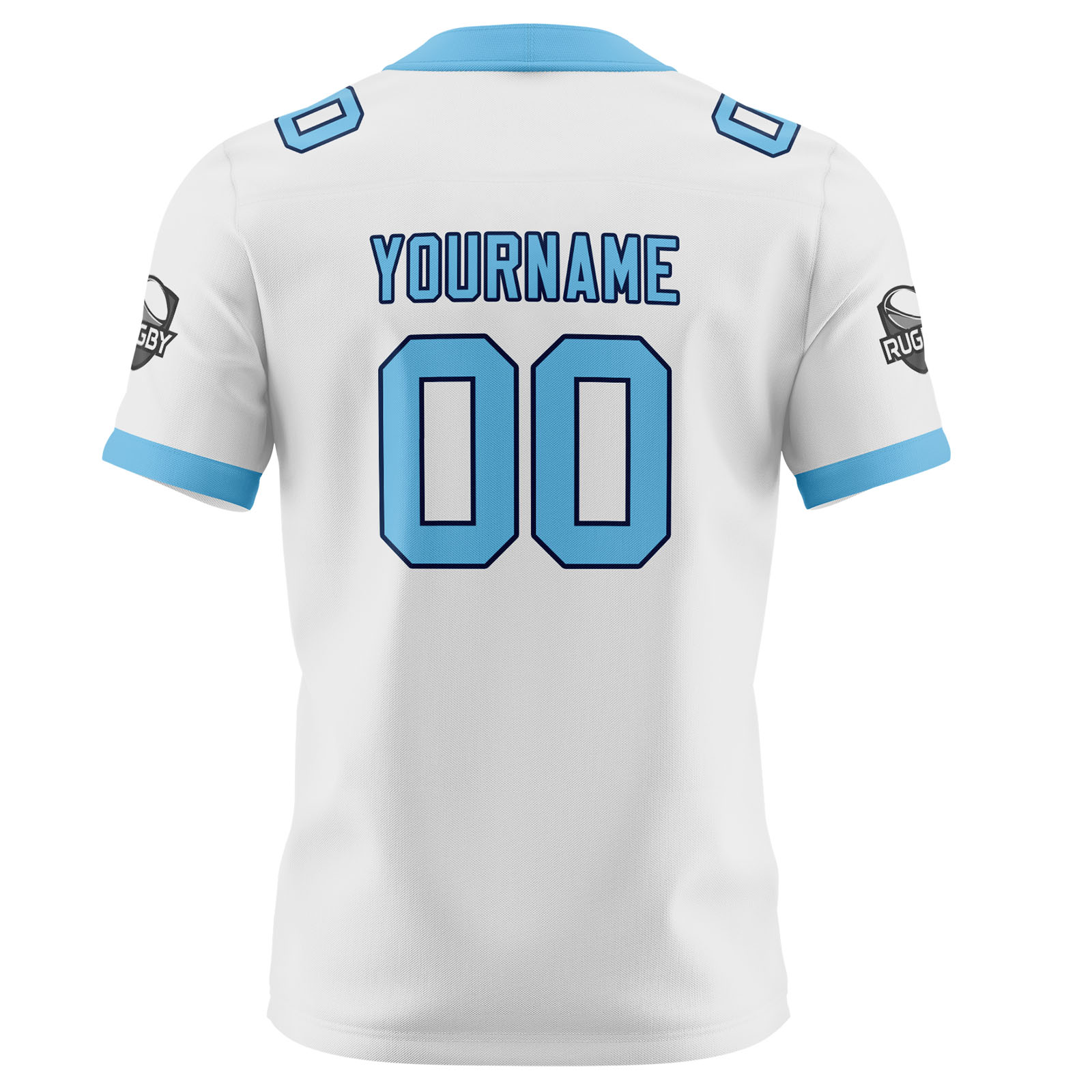 Custom White Sky Blue Football Jersey Personalized Football Shirts for Men Printed Team Name Number Logo