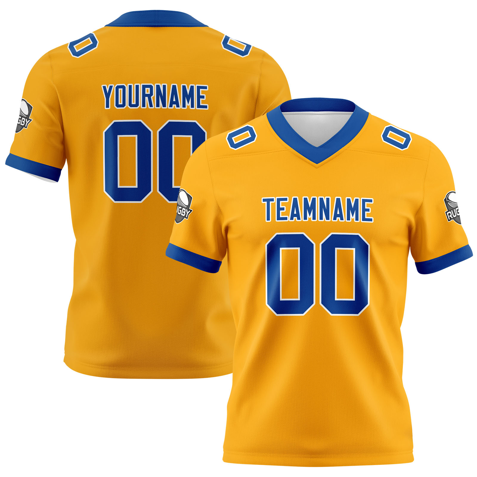 Custom Yellow Blue Football Jersey Personalized Football Shirts for Men Printed Team Name Number Logo
