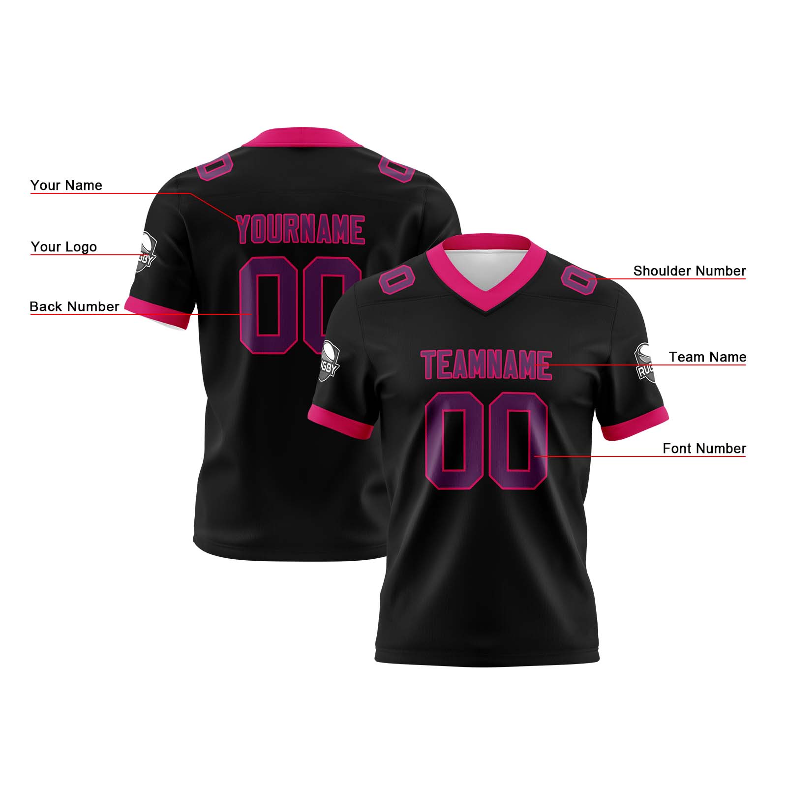 Custom Black White Purple Reversible Football Jersey Personalized Gradient Football Shirts for Men Printed Team Name Number Logo