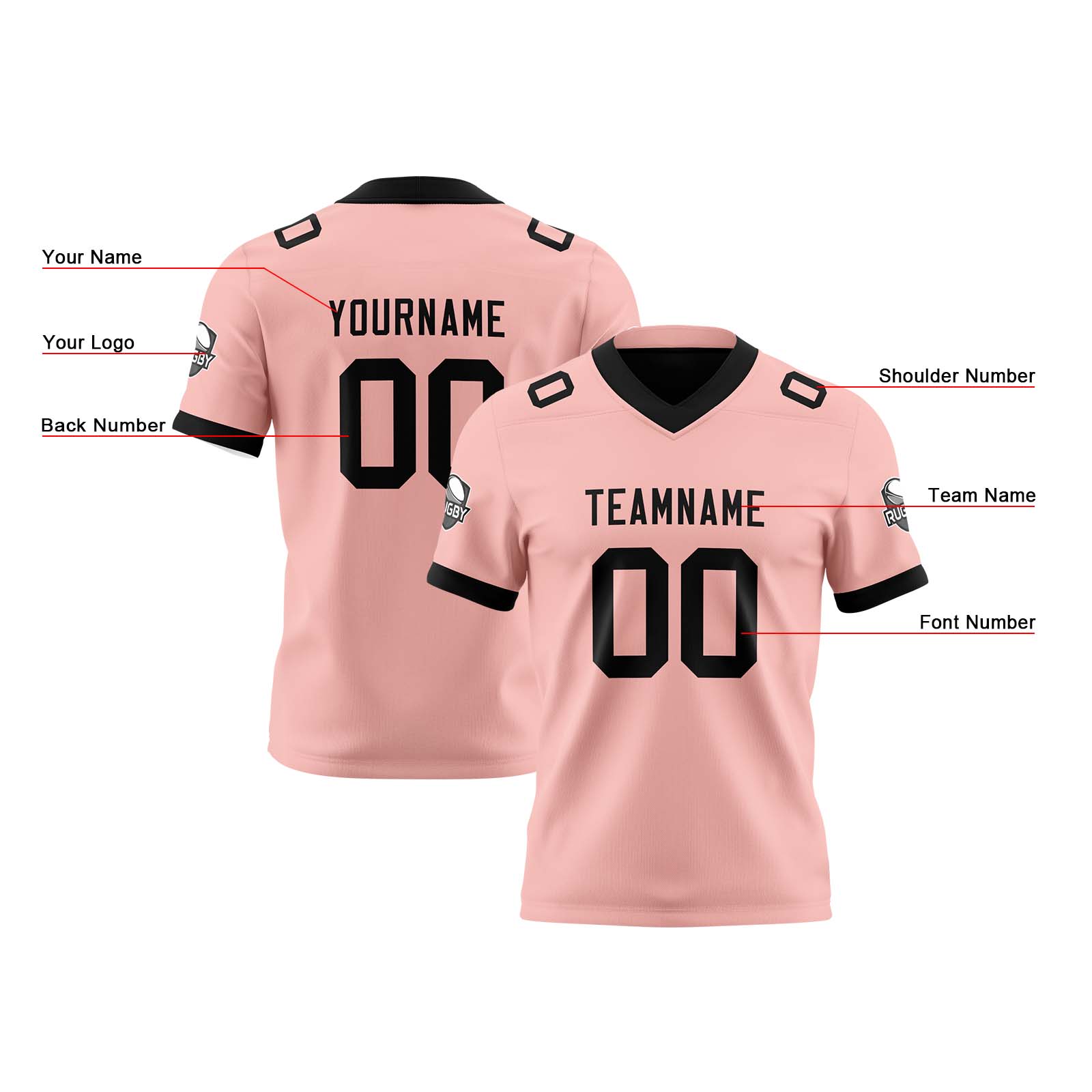 Custom Pink Black Reversible Football Jersey Personalized Gradient Football Shirts for Men Printed Team Name Number Logo