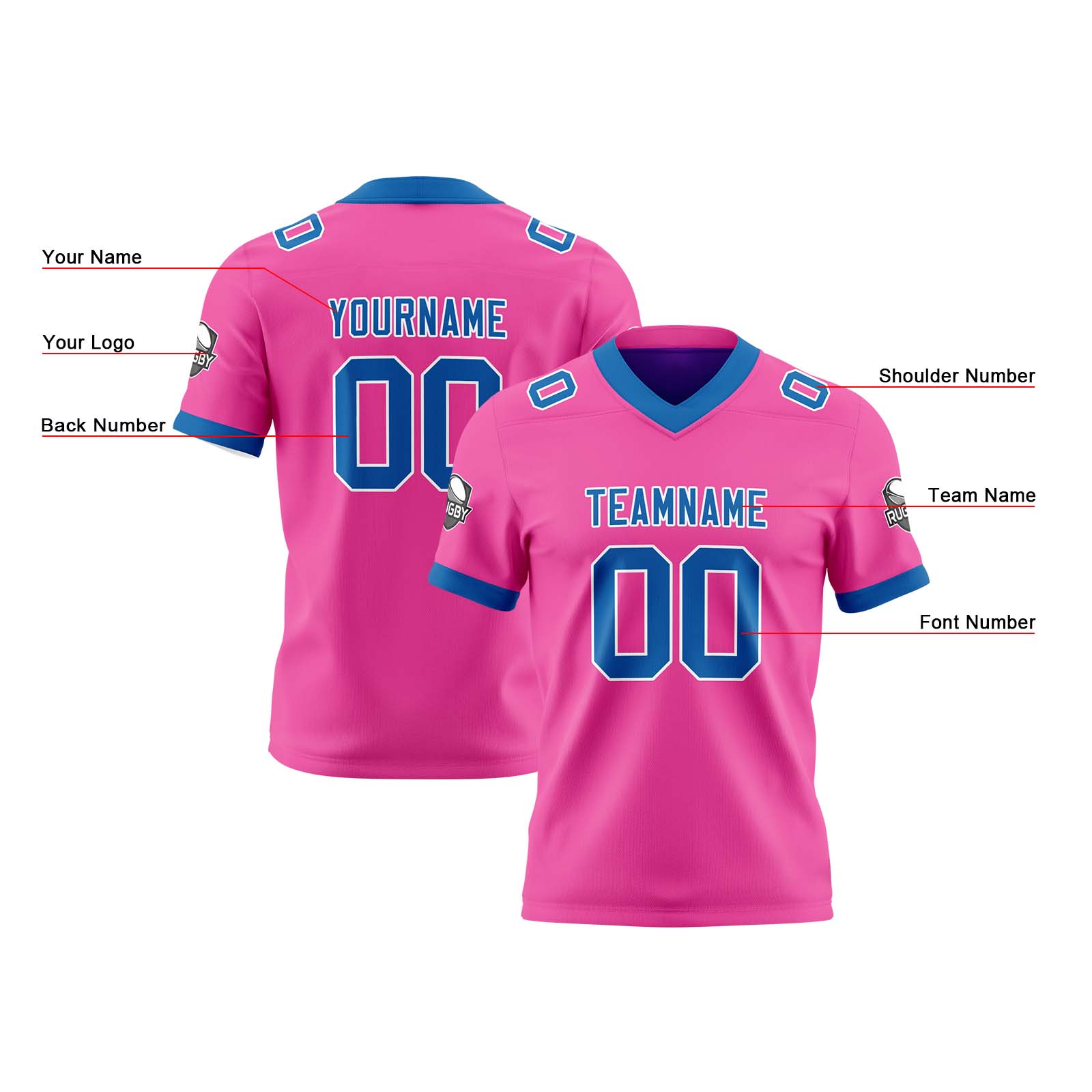 Custom Pink Purple Reversible Football Jersey Personalized Gradient Football Shirts for Men Printed Team Name Number Logo