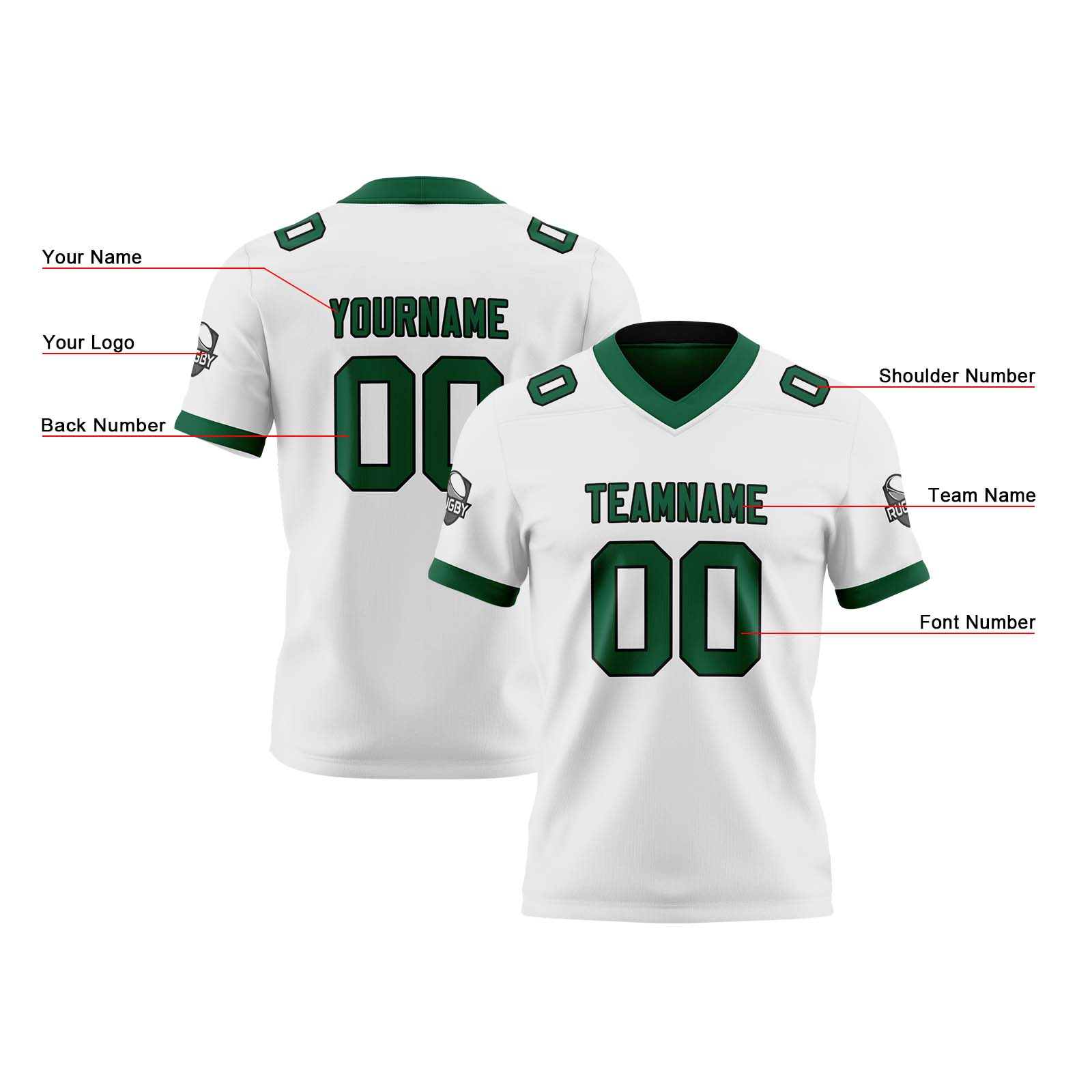 Custom White Green Reversible Football Jersey Personalized Gradient Football Shirts for Men Printed Team Name Number Logo