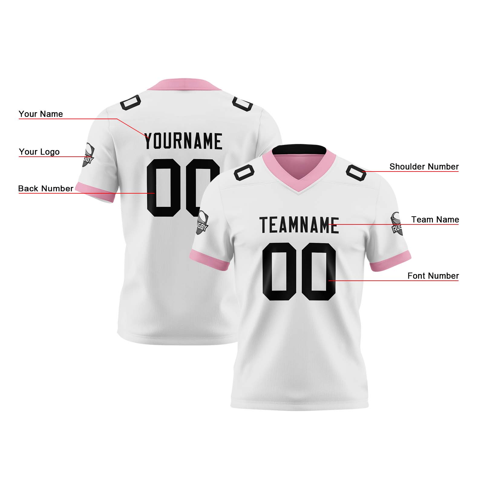 Custom White Pink Black Reversible Football Jersey Personalized Gradient Football Shirts for Men Printed Team Name Number Logo