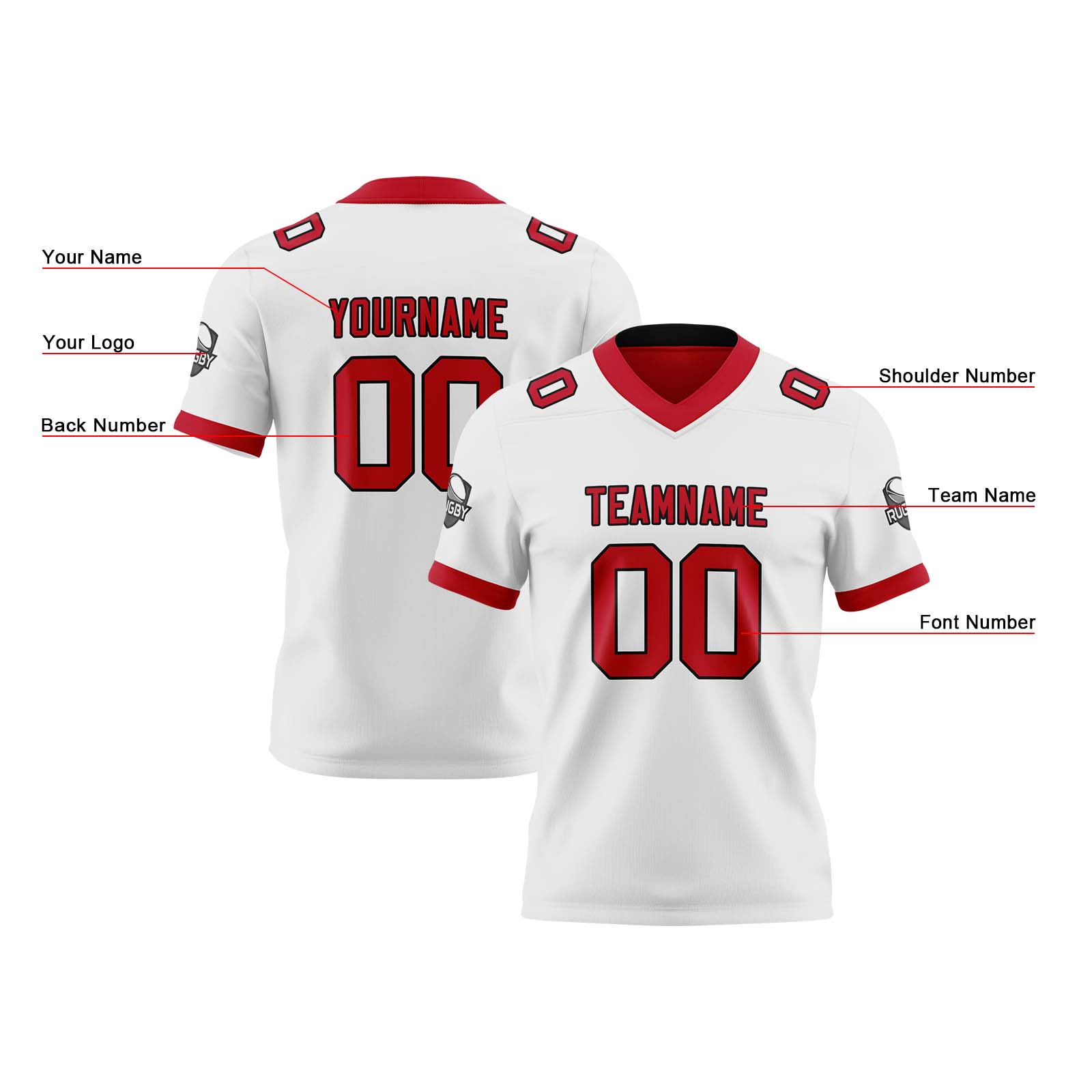 Custom White Red Reversible Football Jersey Personalized Gradient Football Shirts for Men Printed Team Name Number Logo