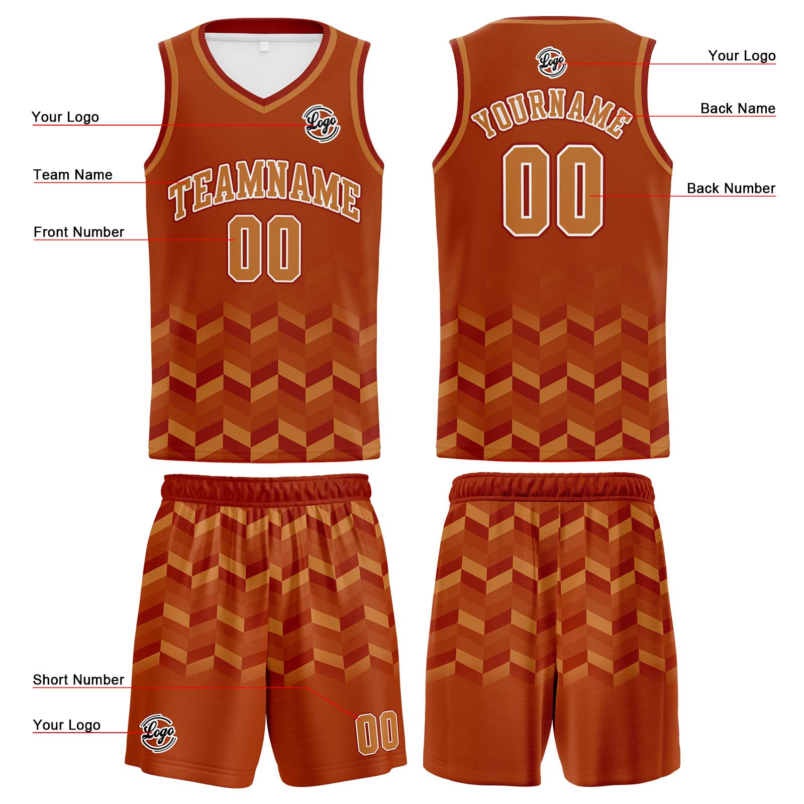 Custom Burnt Orange Basketball Jerseys Personalized Jersey Printed Men Women Team Jerseys Shorts with Name Logo and Number