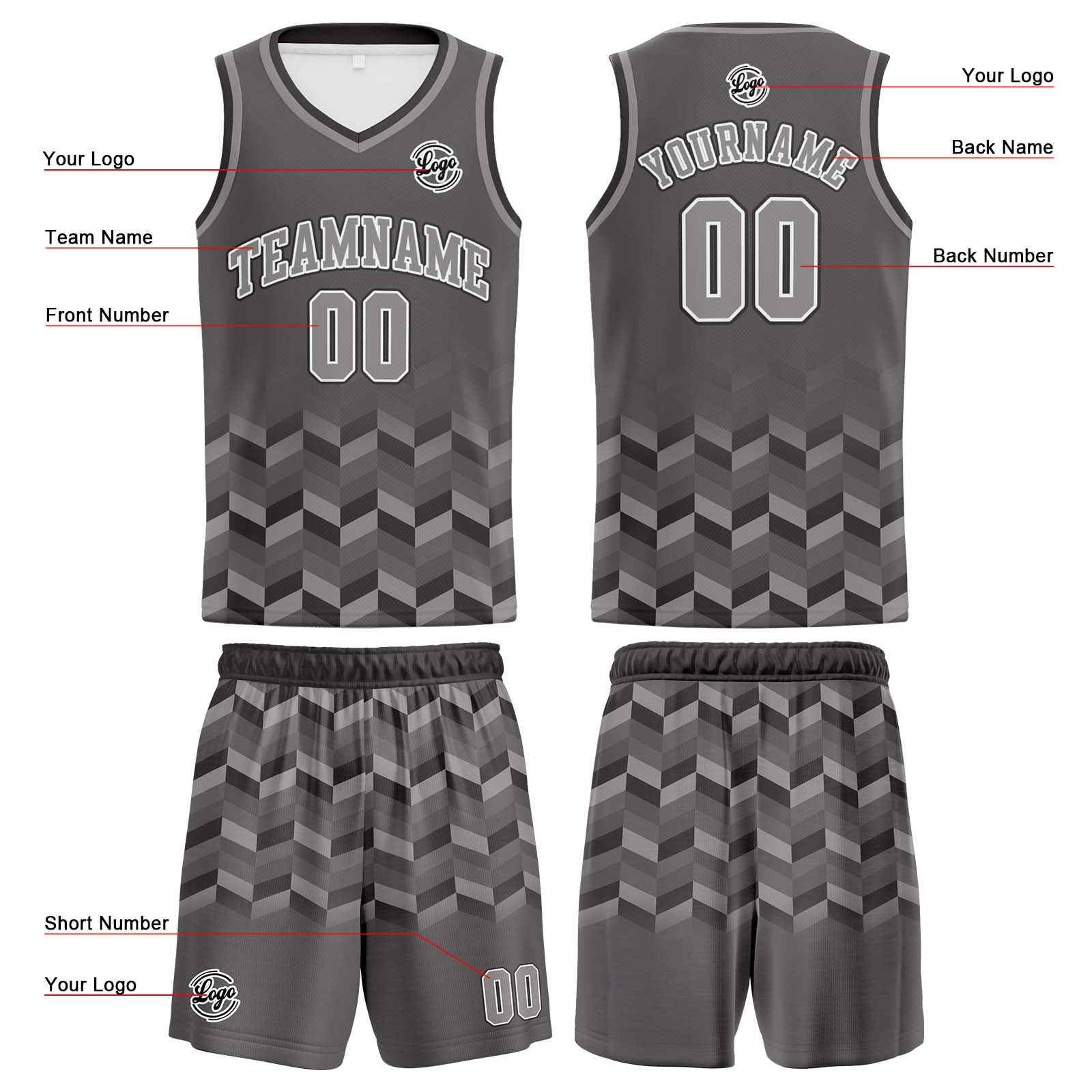 Custom Grey Basketball Jerseys Personalized Jersey Printed Men Women Team Jerseys Shorts with Name Logo and Number