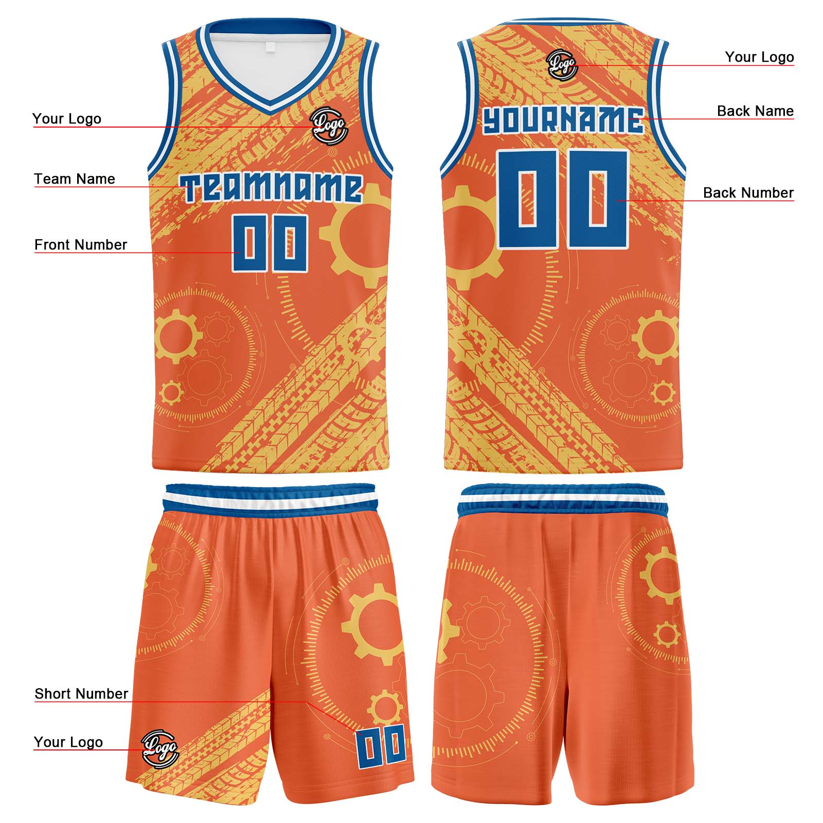 Custom Orange Blue Basketball Jerseys Personalized Jersey Printed Men Women Team Jerseys Shorts with Name Logo and Number