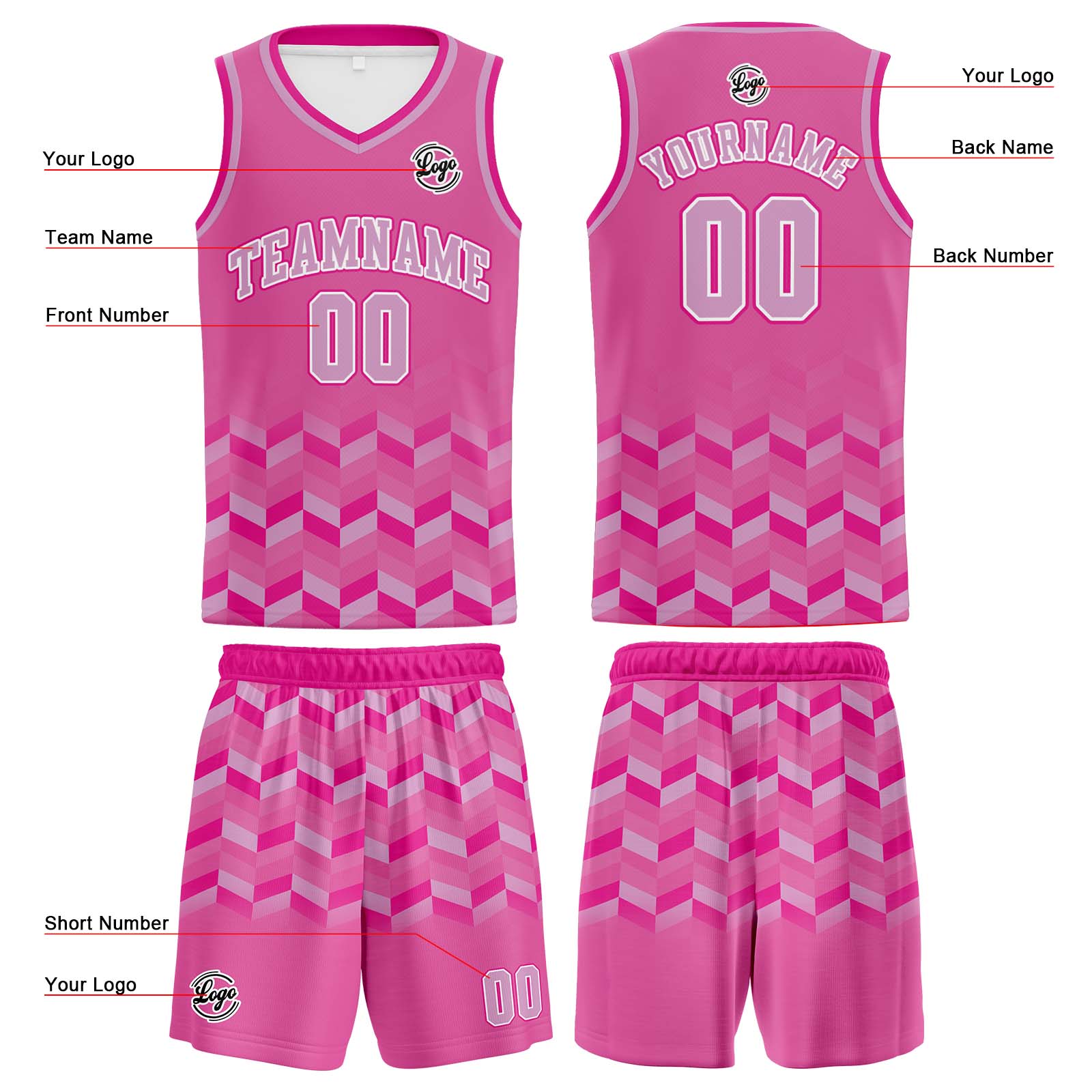 Custom Pink Basketball Jerseys Personalized Jersey Printed Men Women Team Jerseys Shorts with Name Logo and Number