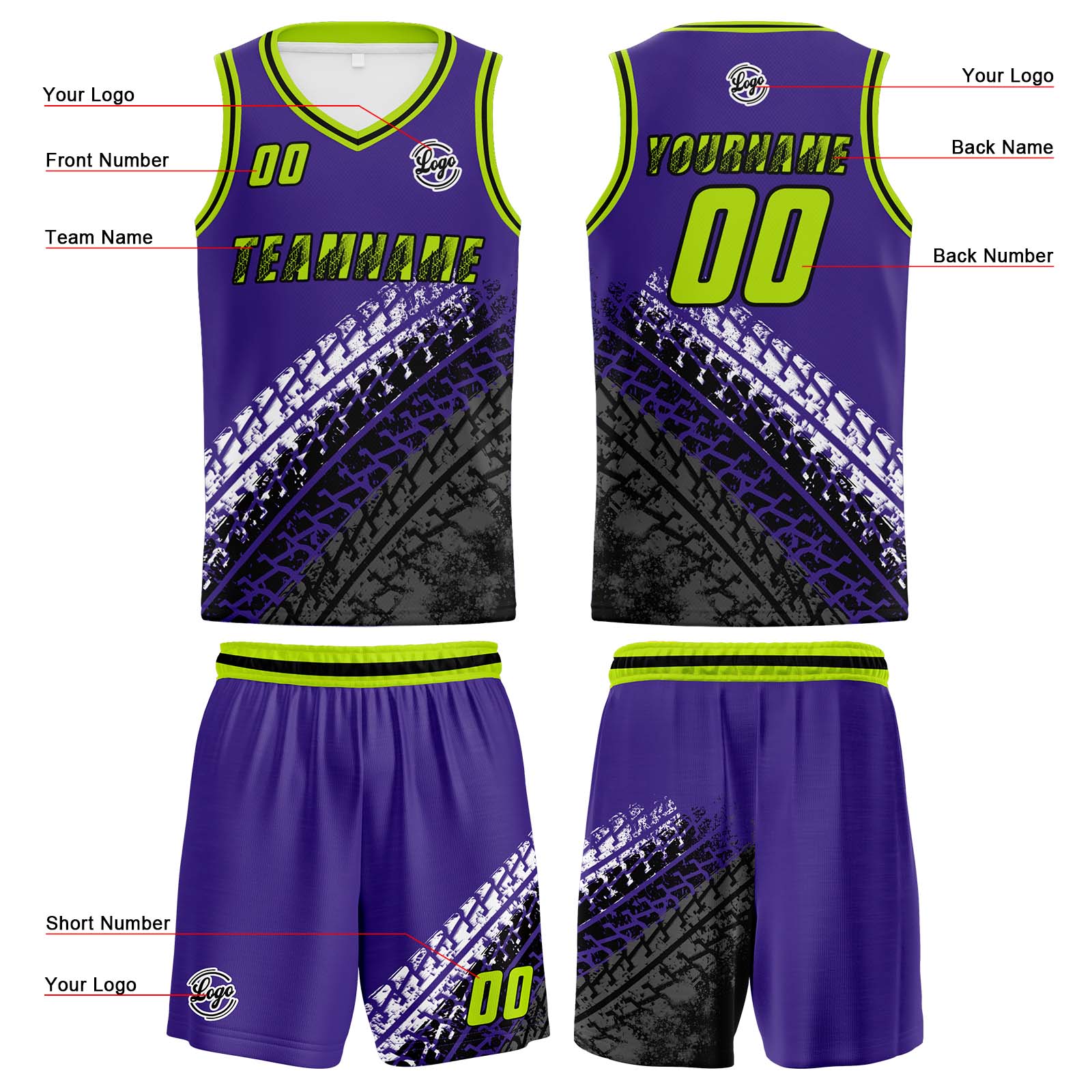 Custom Purple Green Basketball Jerseys Personalized Jersey Printed Men Women Team Jerseys Shorts with Name Logo and Number