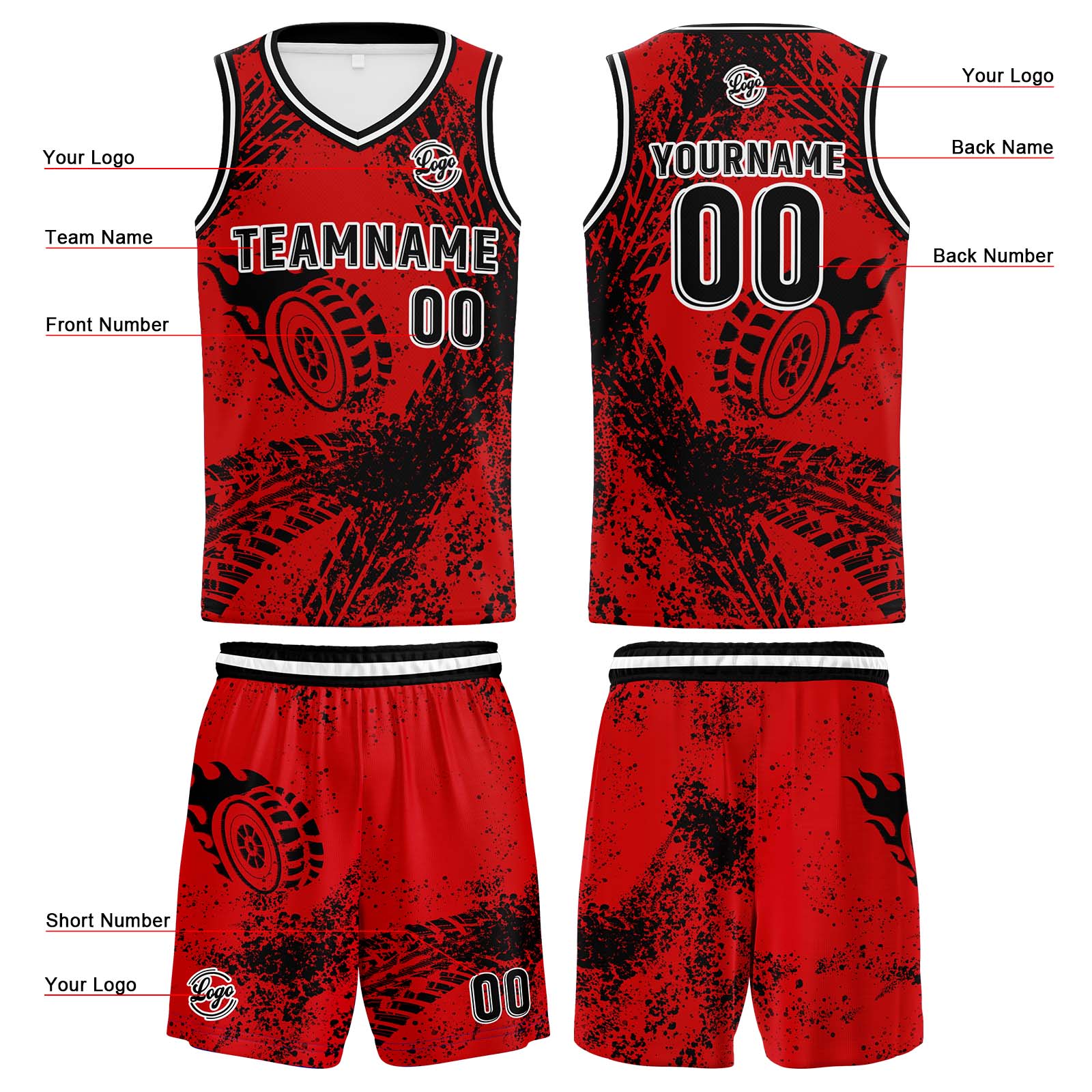Custom Red Basketball Jerseys Personalized Jersey Printed Men Women Team Jerseys Shorts with Name Logo and Number