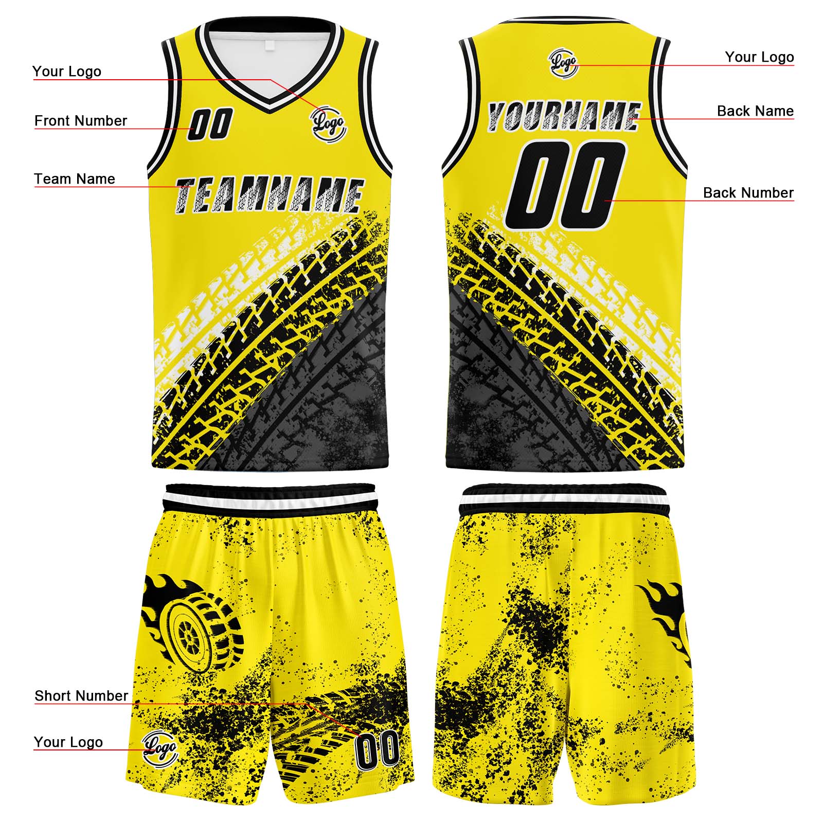 Custom Yellow Basketball Jerseys Personalized Jersey Printed Men Women Team Jerseys Shorts with Name Logo and Number