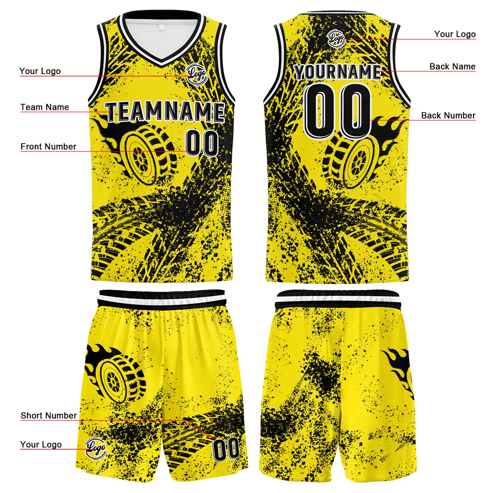Custom Yellow Black Basketball Jerseys Personalized Jersey Printed Men Women Team Jerseys Shorts with Name Logo and Number