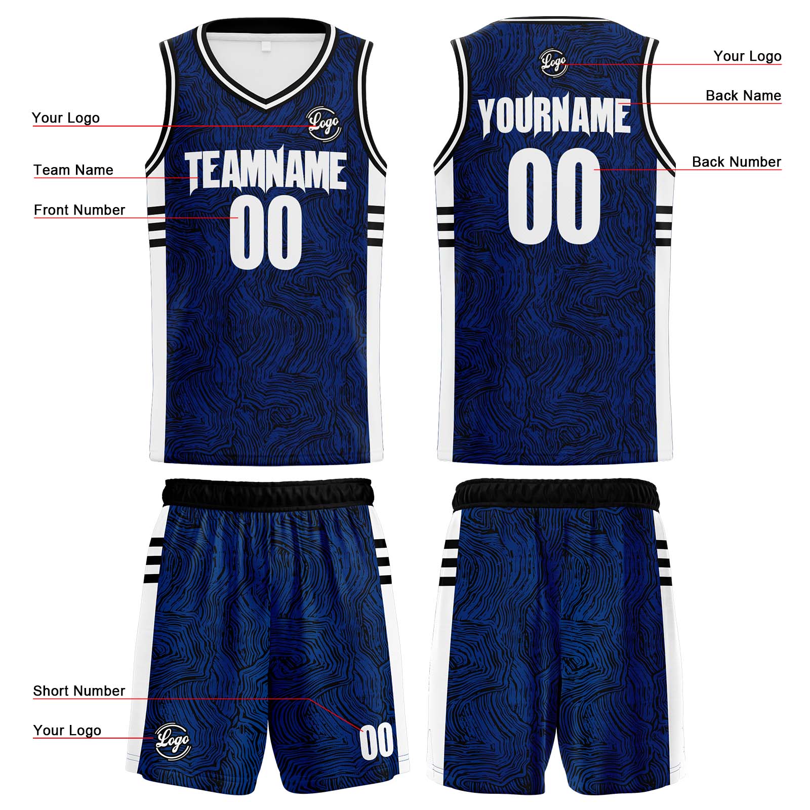 Custom Black Blue Basketball Jerseys Personalized Jersey Printed Men Women Team Jerseys Shorts with Name Logo and Number