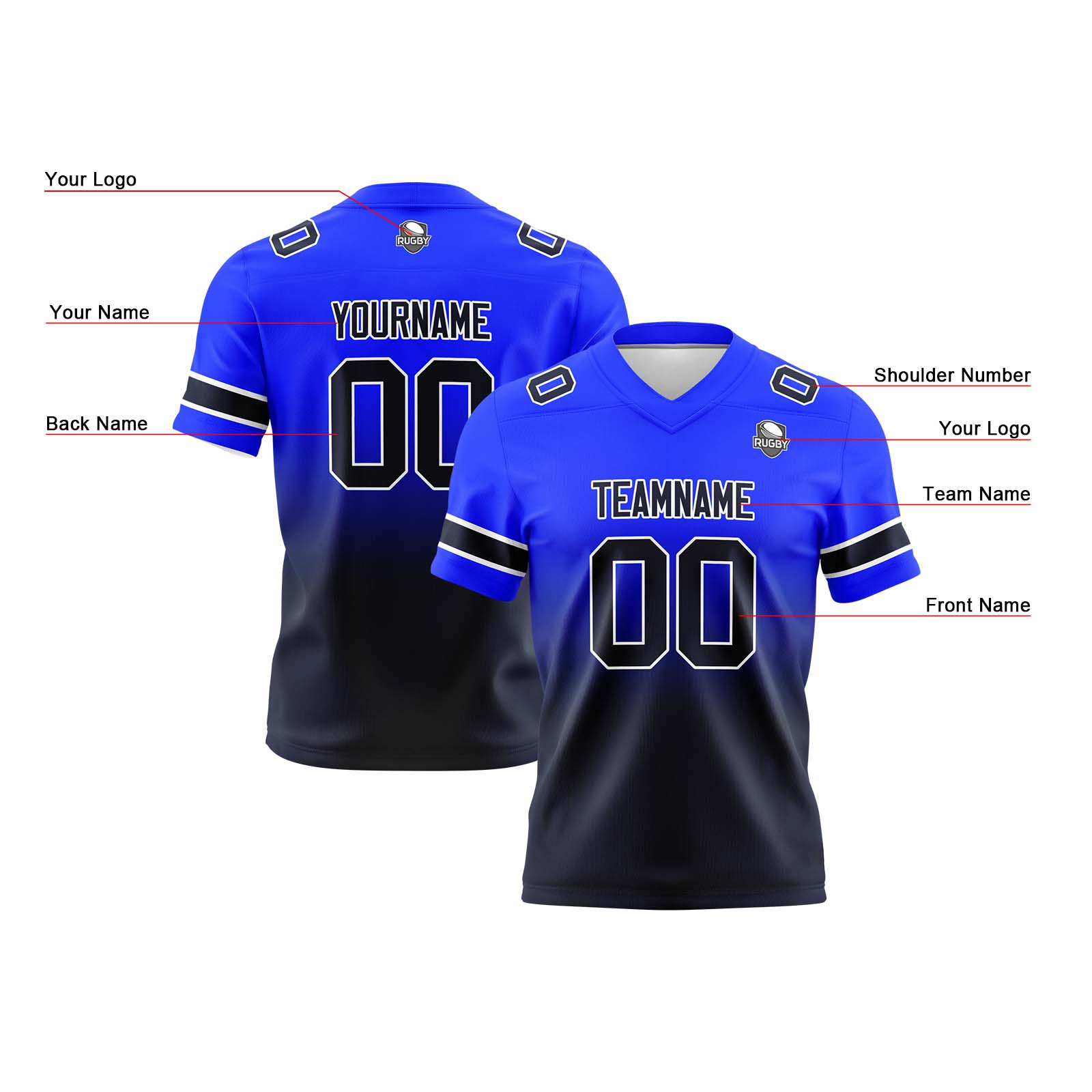 Custom Royal&Navy Jerseys Personalized Name Number Logo
