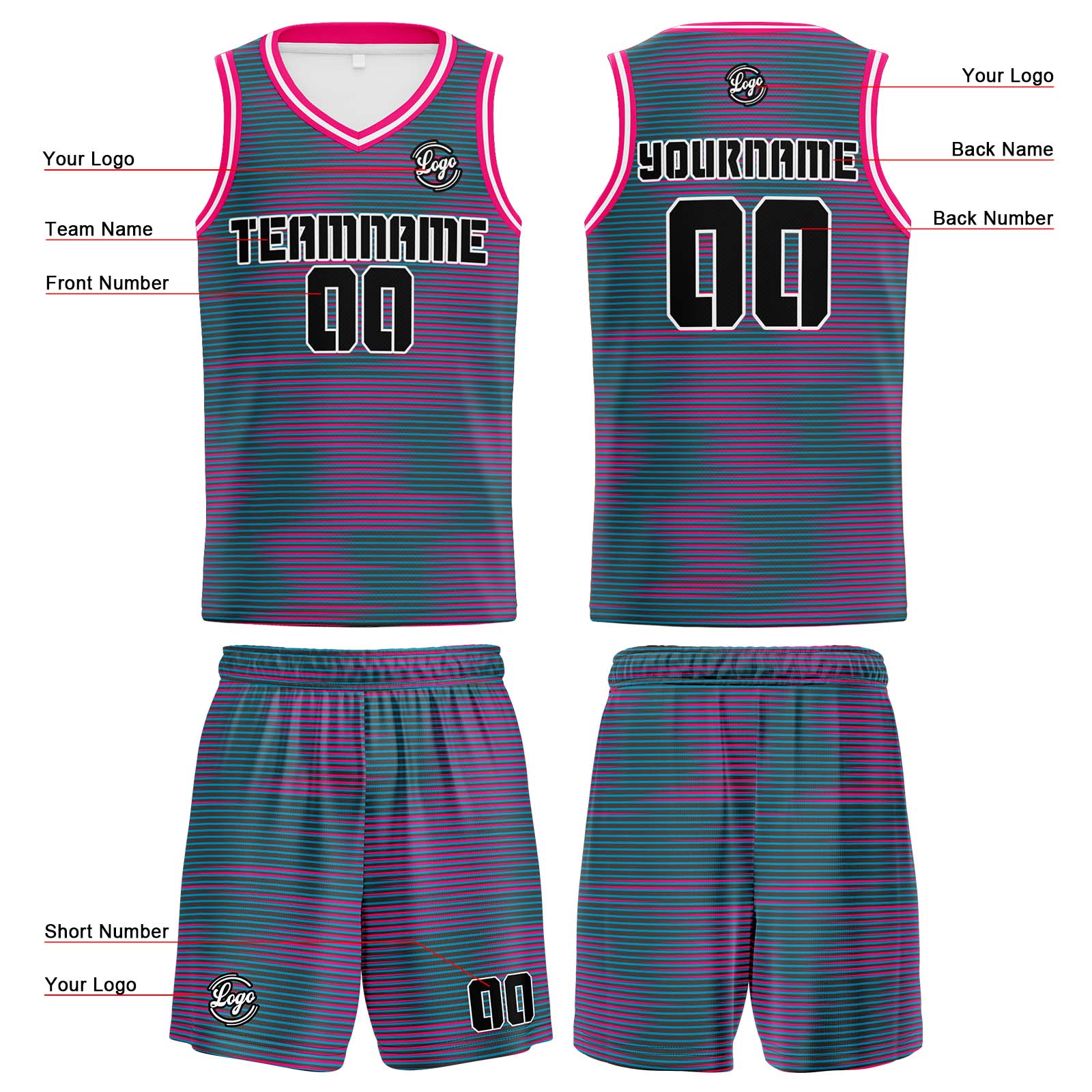 Custom Grey Pink Basketball Jerseys Personalized Jersey Printed Men Women Team Jerseys Shorts with Name Logo and Number