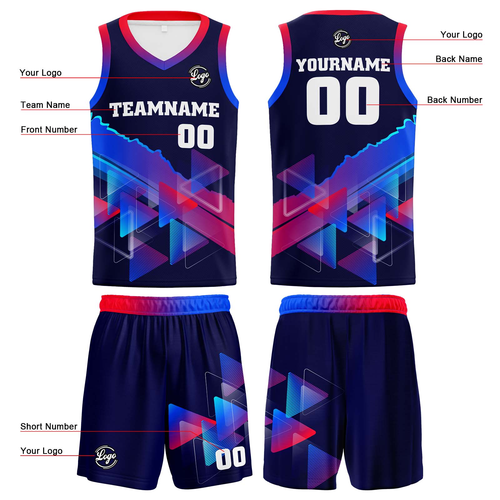 Custom Navy Red Blue Basketball Jerseys Personalized Jersey Printed Men Women Team Jerseys Shorts with Name Logo and Number