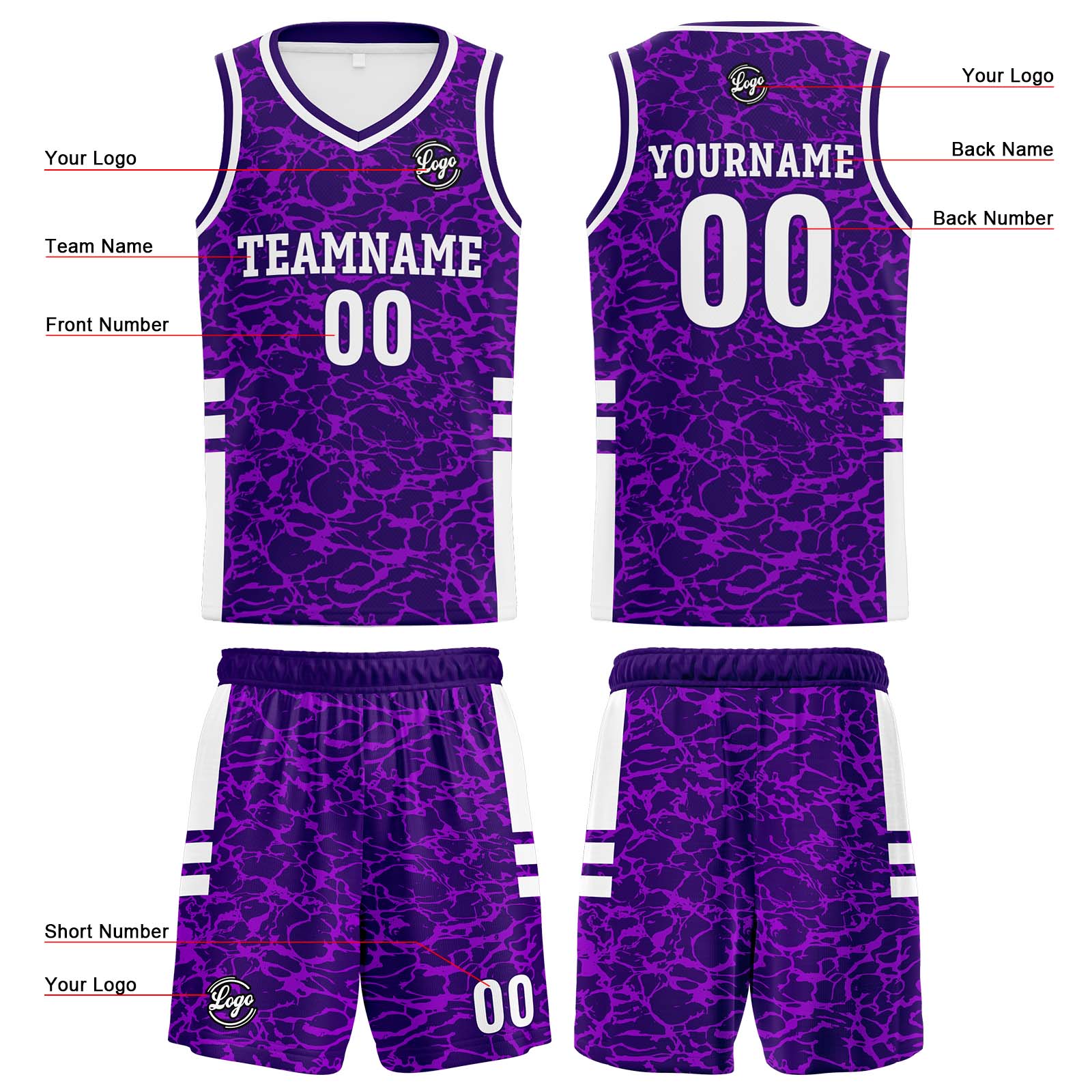 Custom Purple Basketball Jerseys Personalized Jersey Printed Men Women Team Jerseys Shorts with Name Logo and Number