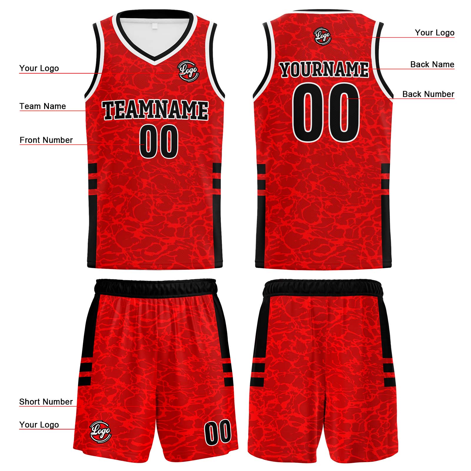 Custom Red Reversible Basketball Jersey Basketball Uniform Basketball Shirts for Men Personalized Print Name Number
