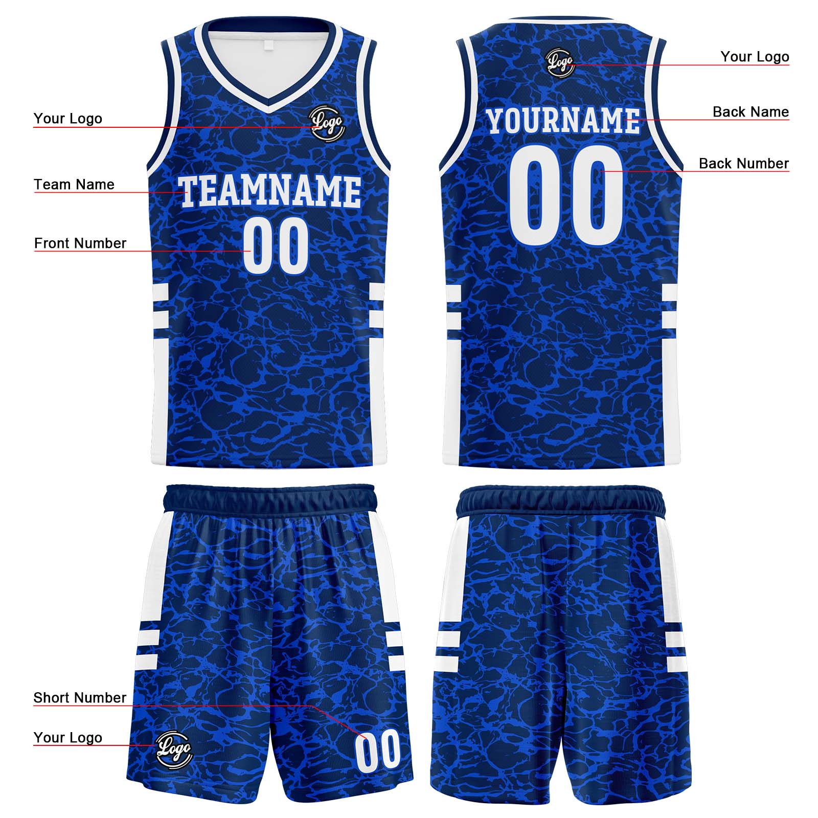 Custom Royal Basketball Jerseys Personalized Jersey Printed Men Women Team Jerseys Shorts with Name Logo and Number