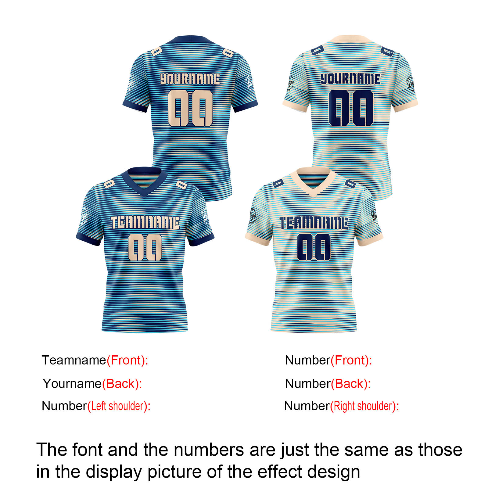 Custom Flesh Blue Reversible Football Jersey Personalized Gradient Football Shirts for Men Printed Team Name Number Logo