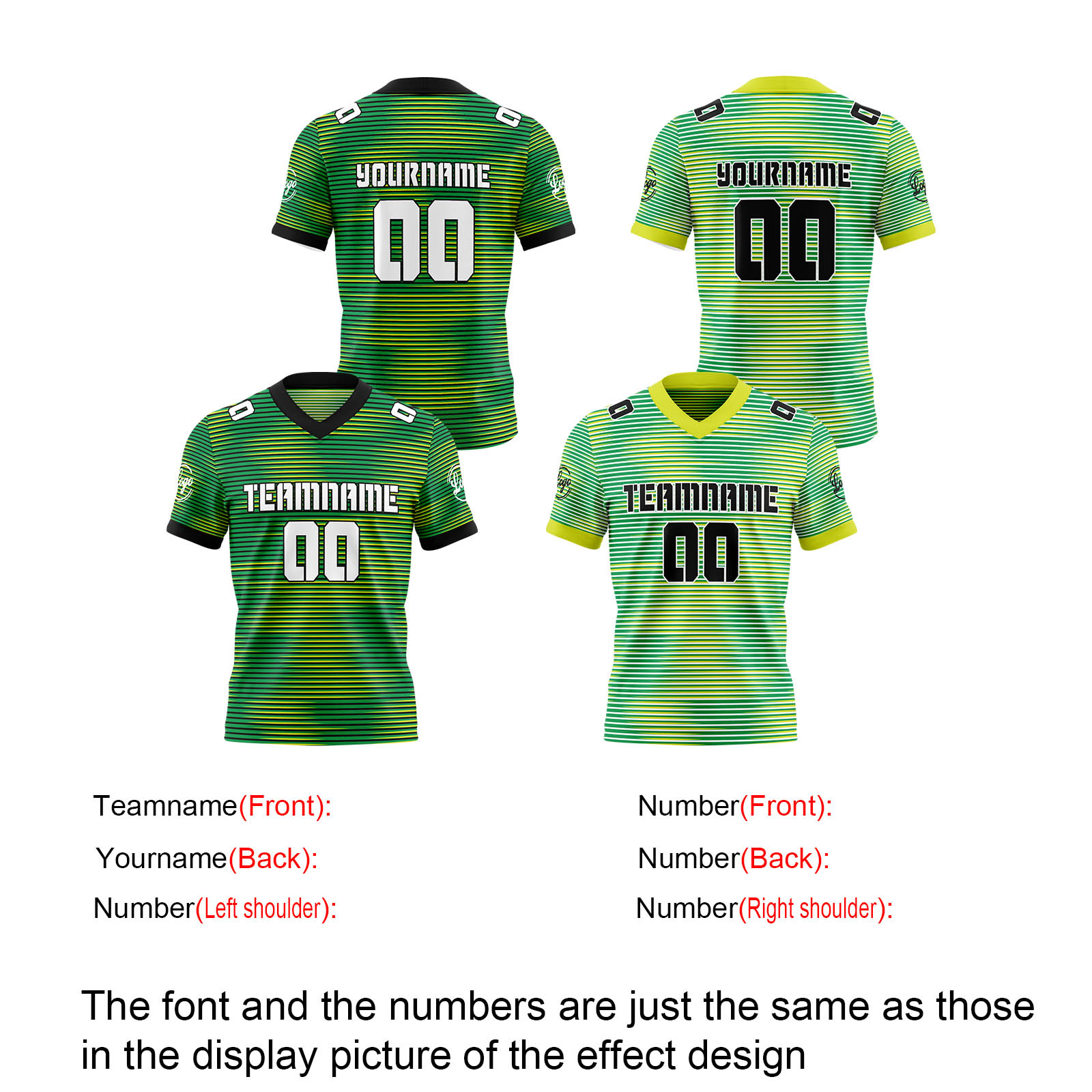 Custom Green Yellow Reversible Football Jersey Personalized Gradient Football Shirts for Men Printed Team Name Number Logo