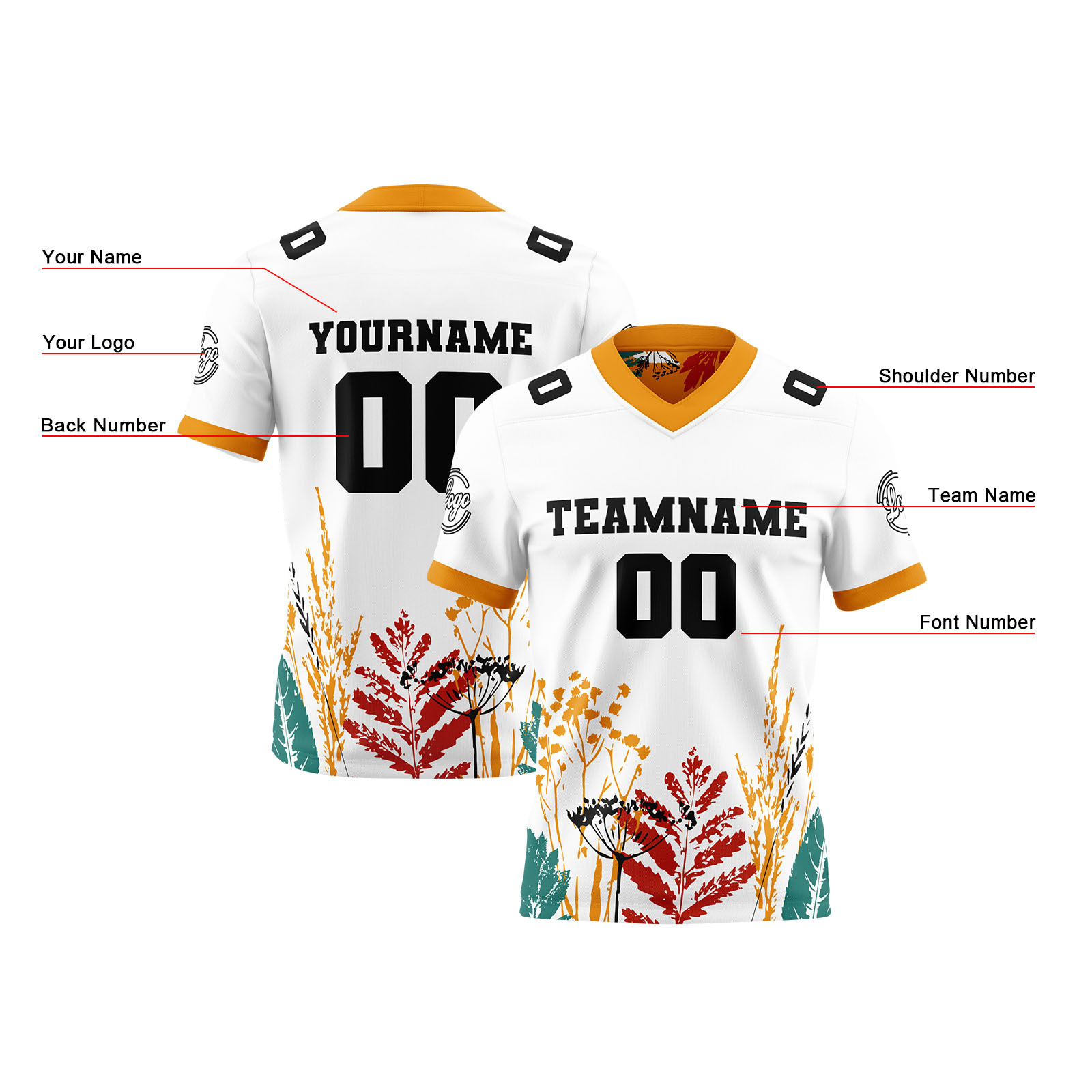 Custom White Orange Black Reversible Football Jersey Personalized Gradient Football Shirts for Men Printed Team Name Number Logo