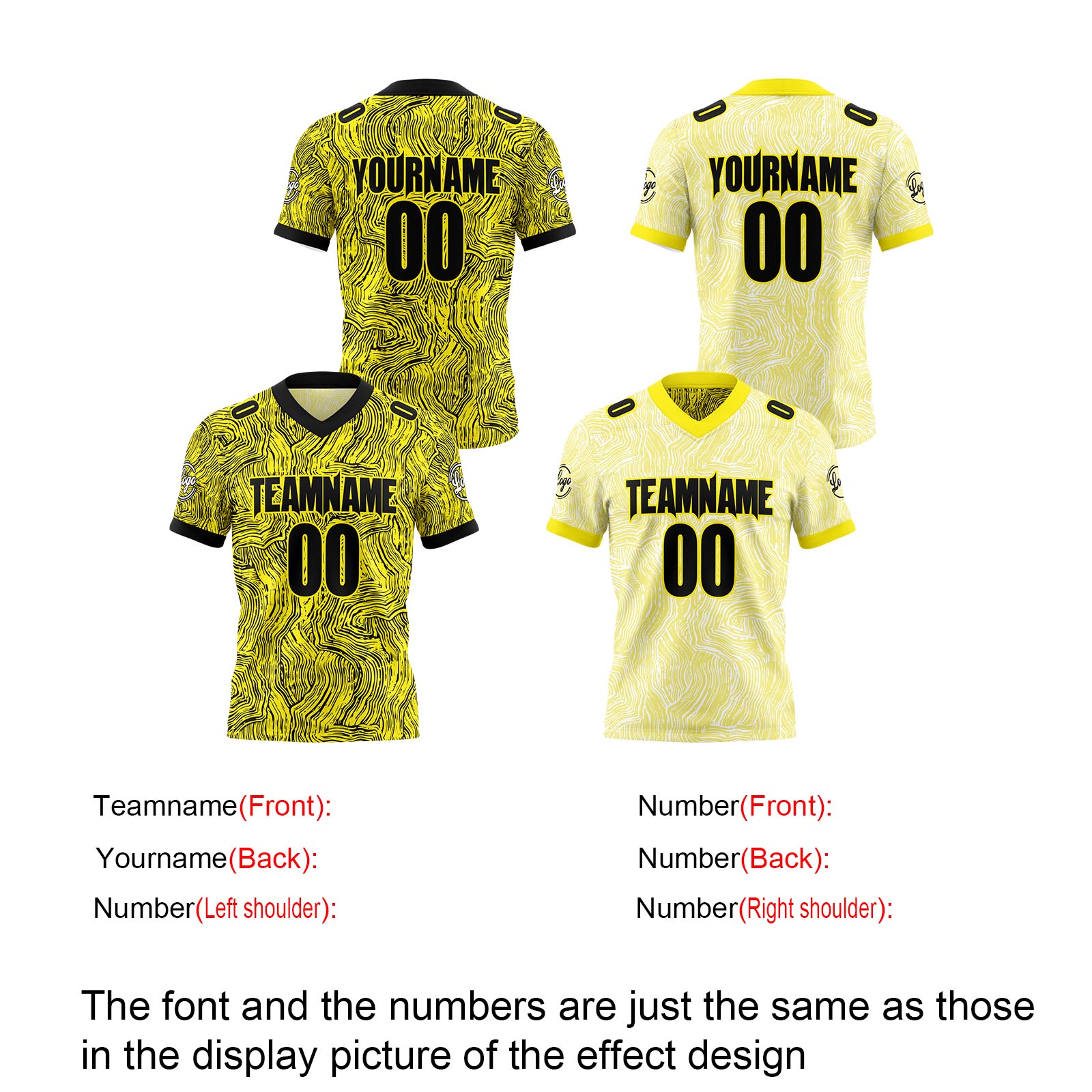 Custom Blue Yellow Black White Reversible Football Jersey Personalized Gradient Football Shirts for Men Printed Team Name Number Logo