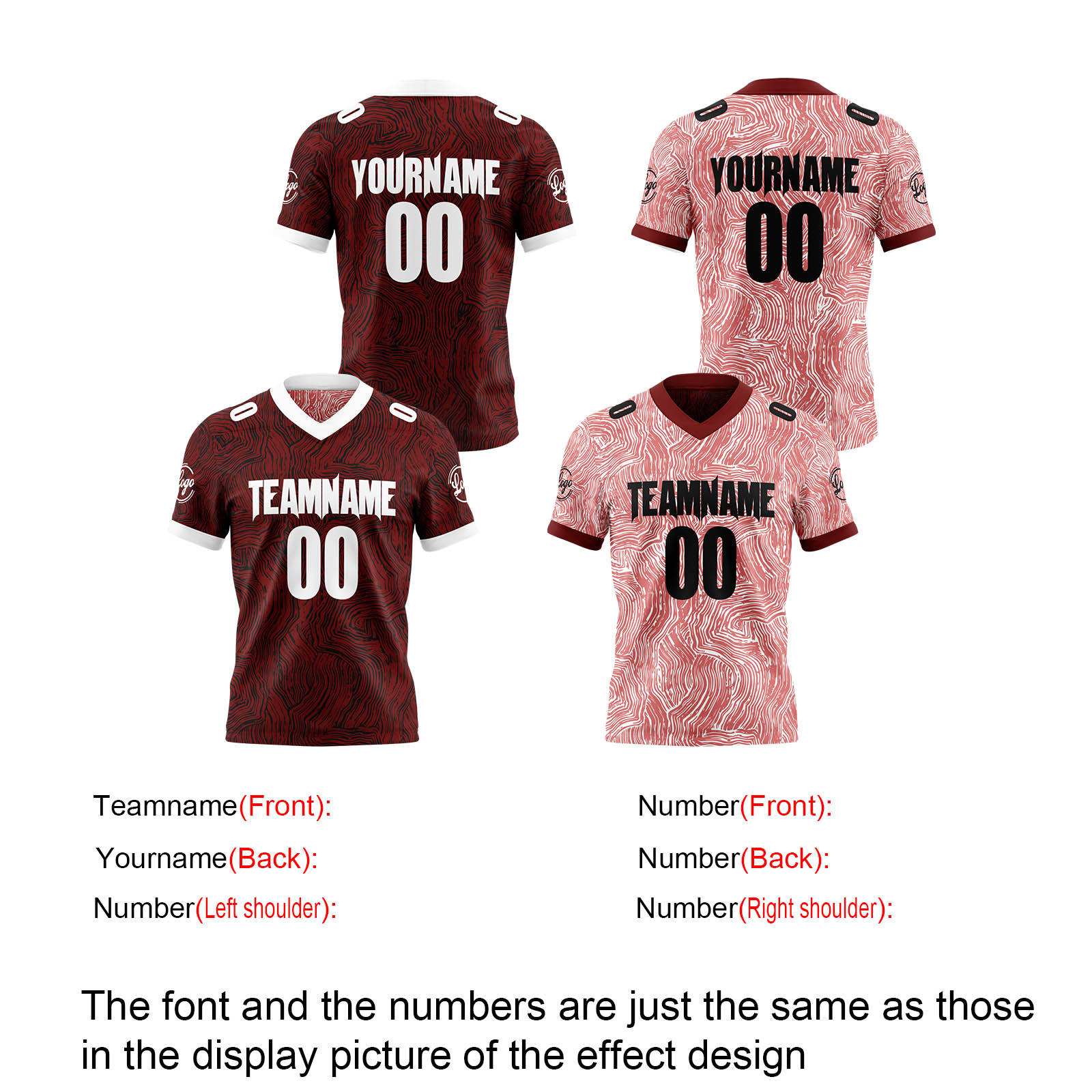 Custom Red White Black Reversible Football Jersey Personalized Gradient Football Shirts for Men Printed Team Name Number Logo